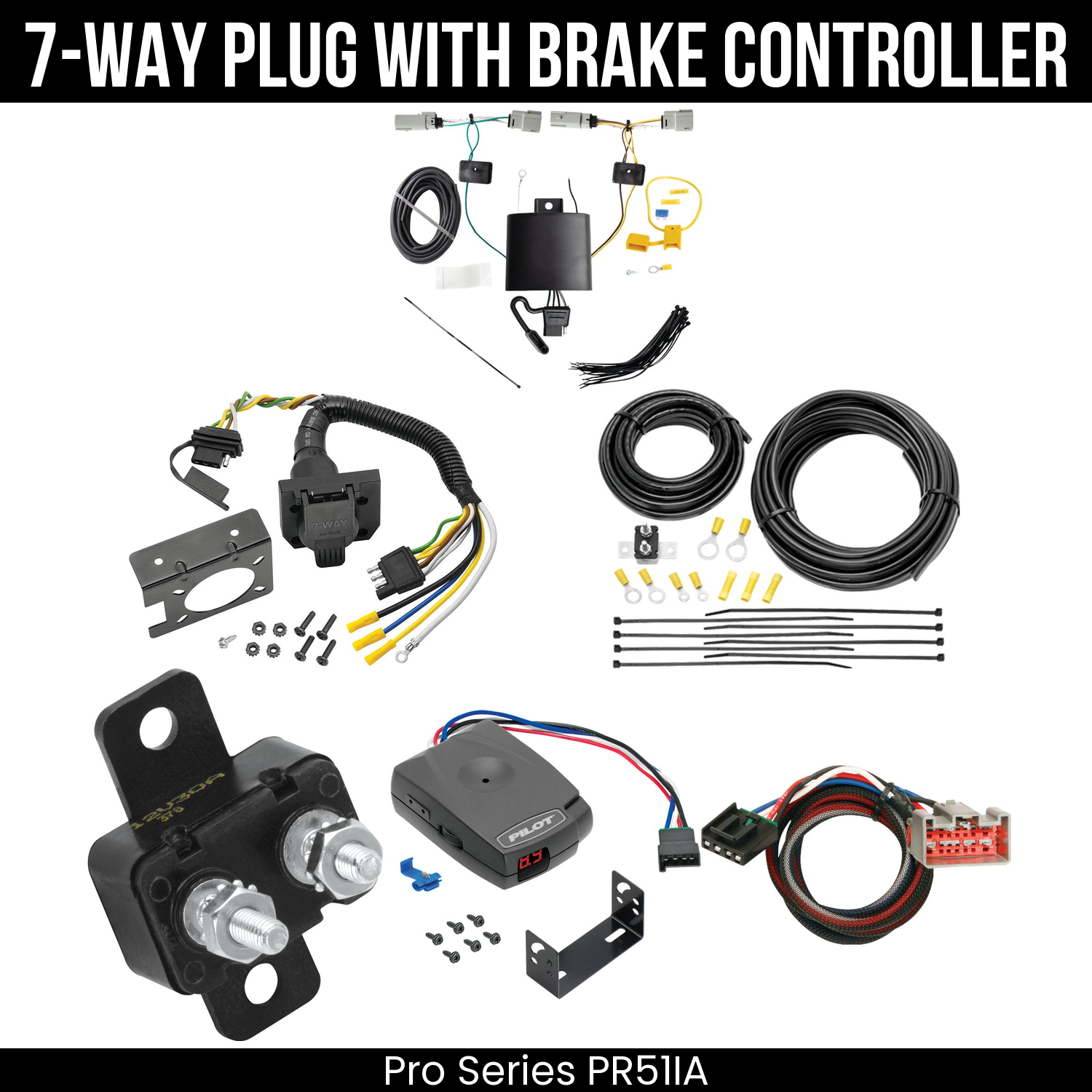 Trailer Wiring 7-Way Plug w/ Bracket , Pro Series Pilot Brake Control