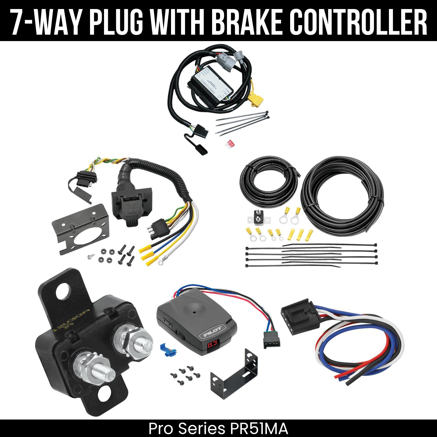 Trailer Wiring 7-Way Plug w/ Bracket , Pro Series Pilot Brake Control