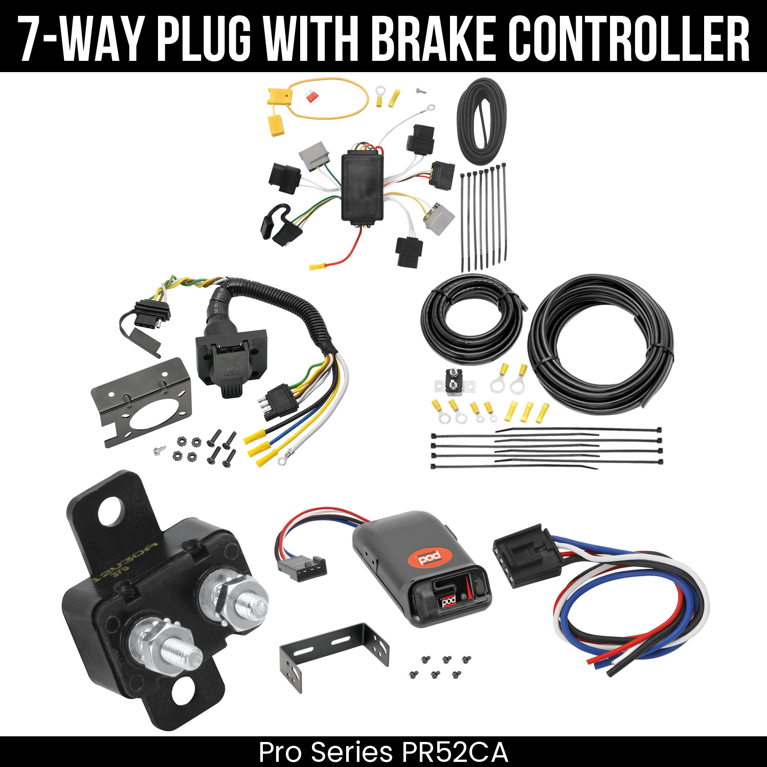 Trailer Wiring 7-Way Plug w/ Bracket , Pro Series POD Brake Control