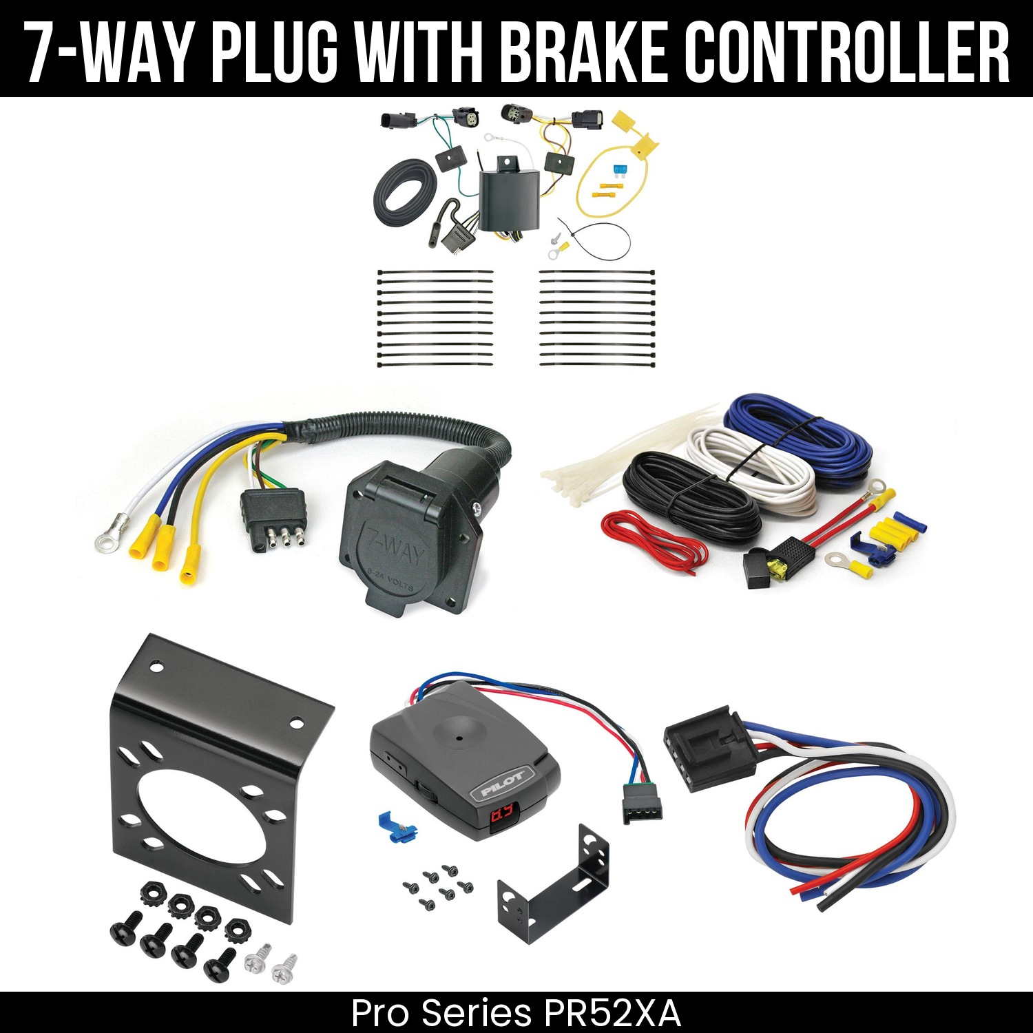 Trailer Wiring 7-Way Economy Plug w/ Bracket , Pro Series Pilot Brake Control