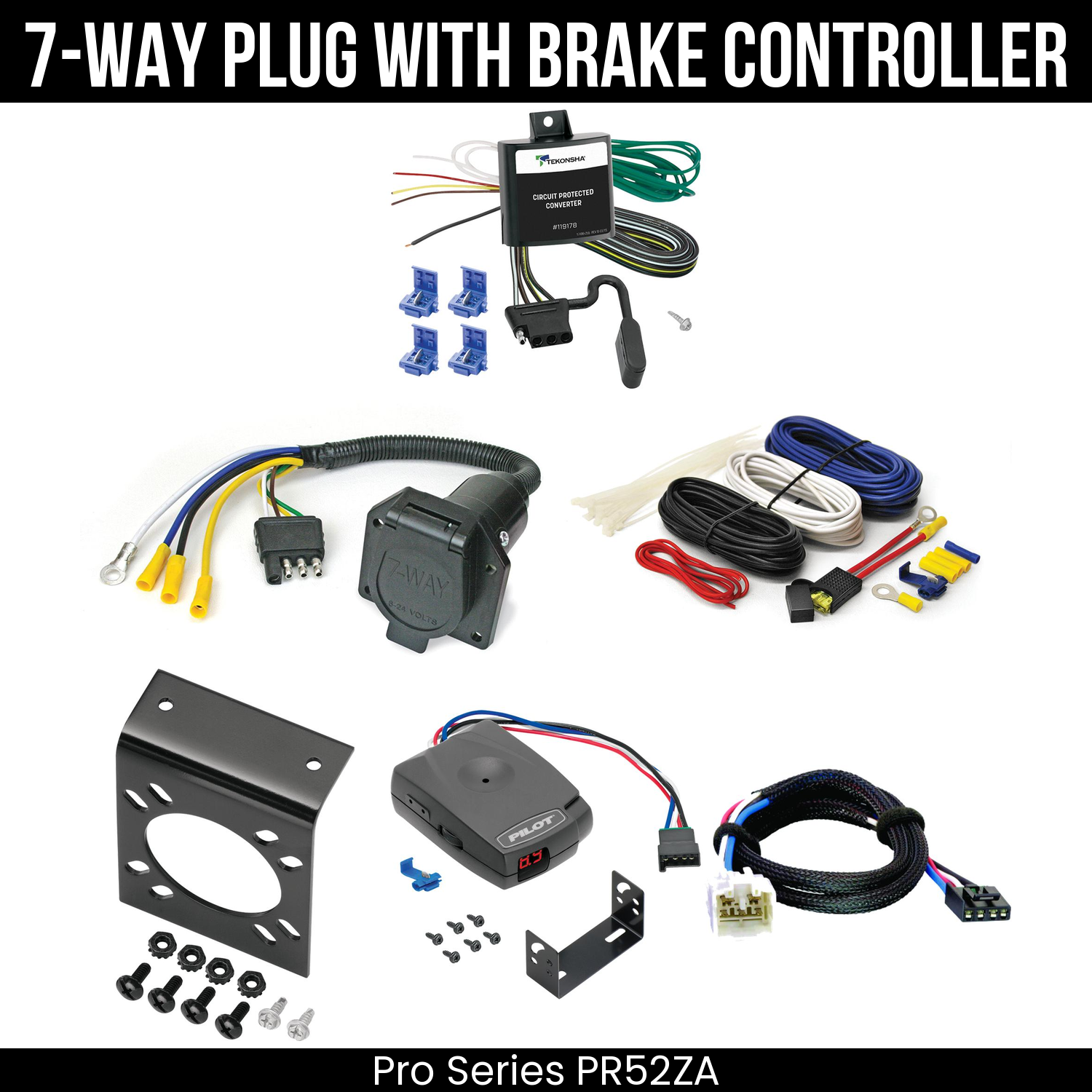 Trailer Wiring 7-Way Economy Plug w/ Bracket , Pro Series Pilot Brake Control