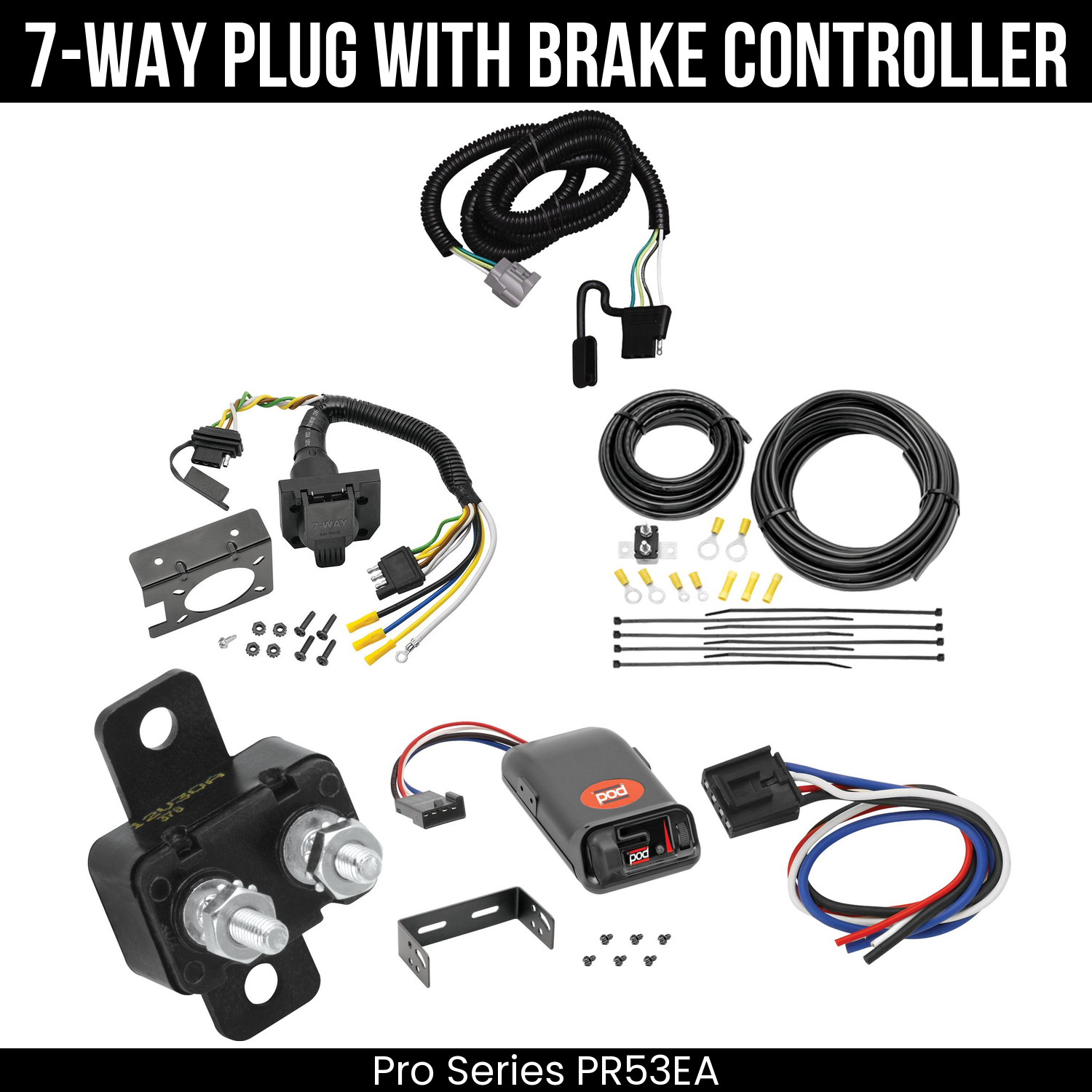Trailer Wiring 7-Way Plug w/ Bracket , Pro Series POD Brake Control