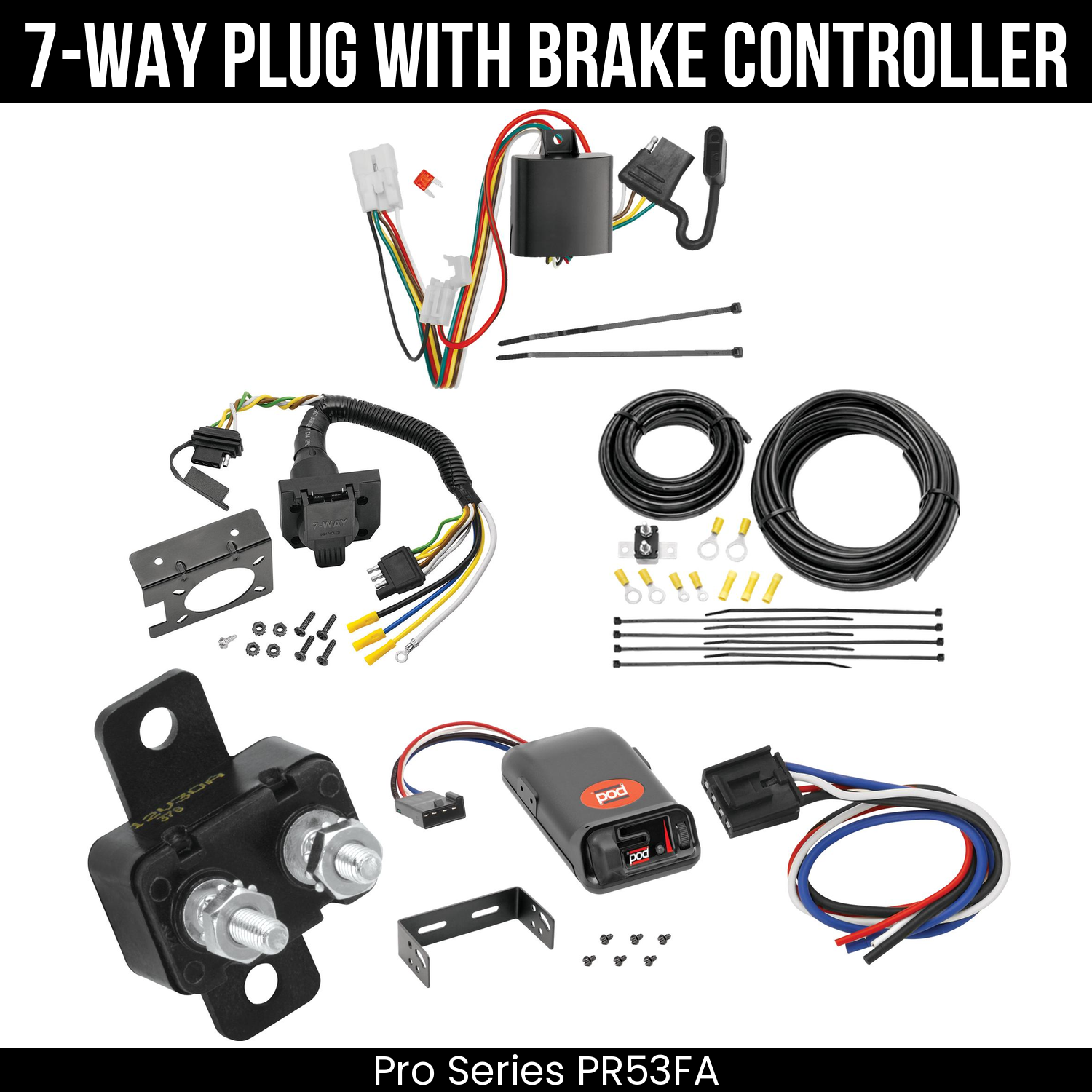 Trailer Wiring 7-Way Plug w/ Bracket , Pro Series POD Brake Control