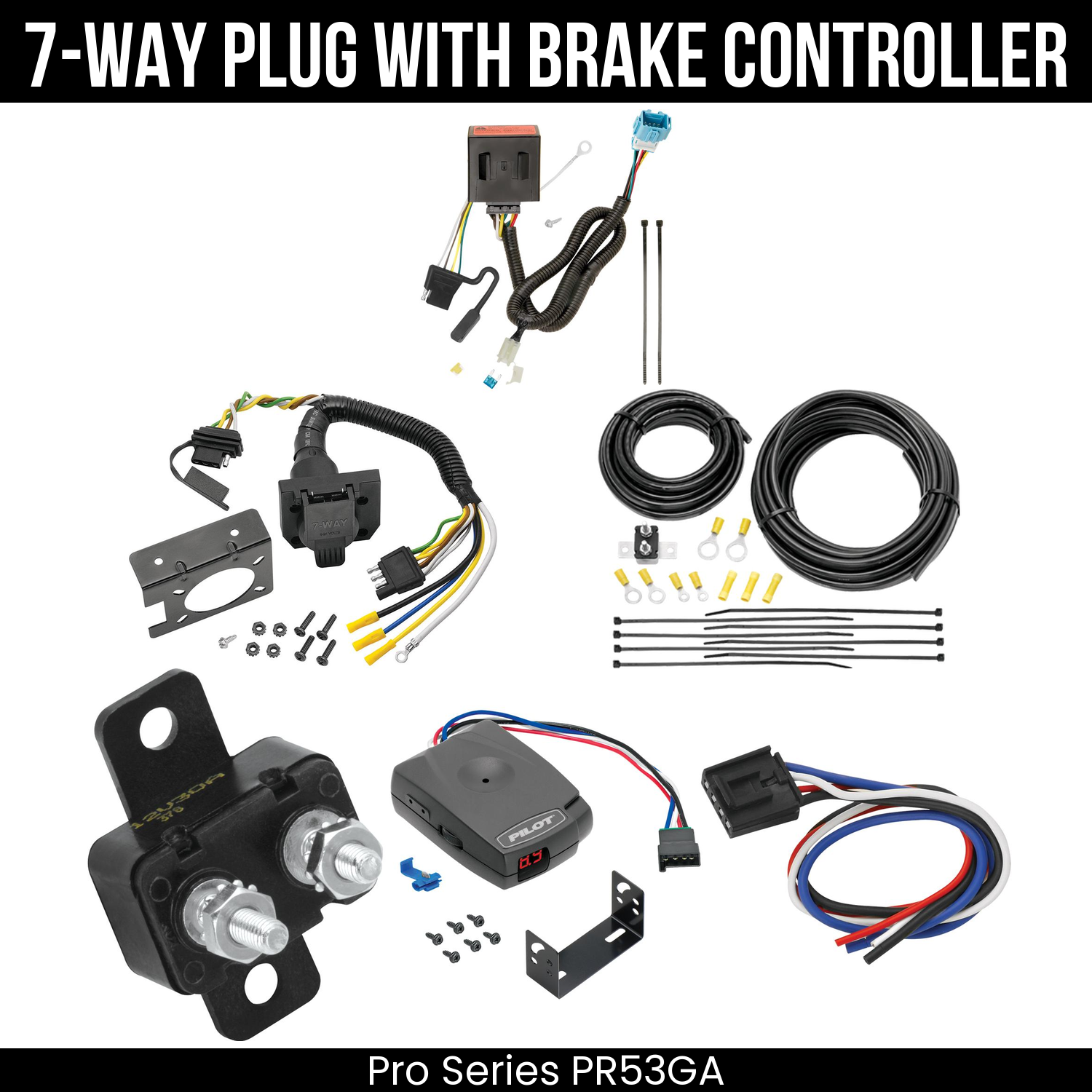 Trailer Wiring 7-Way Plug w/ Bracket , Pro Series Pilot Brake Control