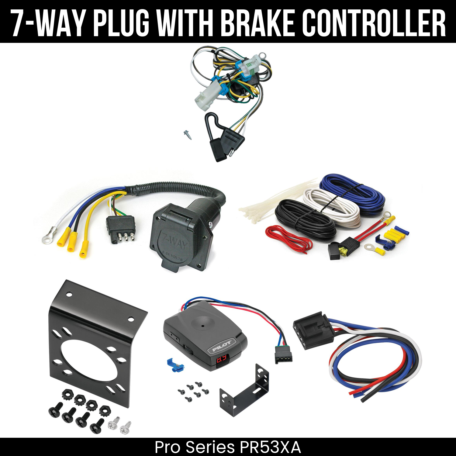 Trailer Wiring 7-Way Economy Plug w/ Bracket , Pro Series Pilot Brake Control