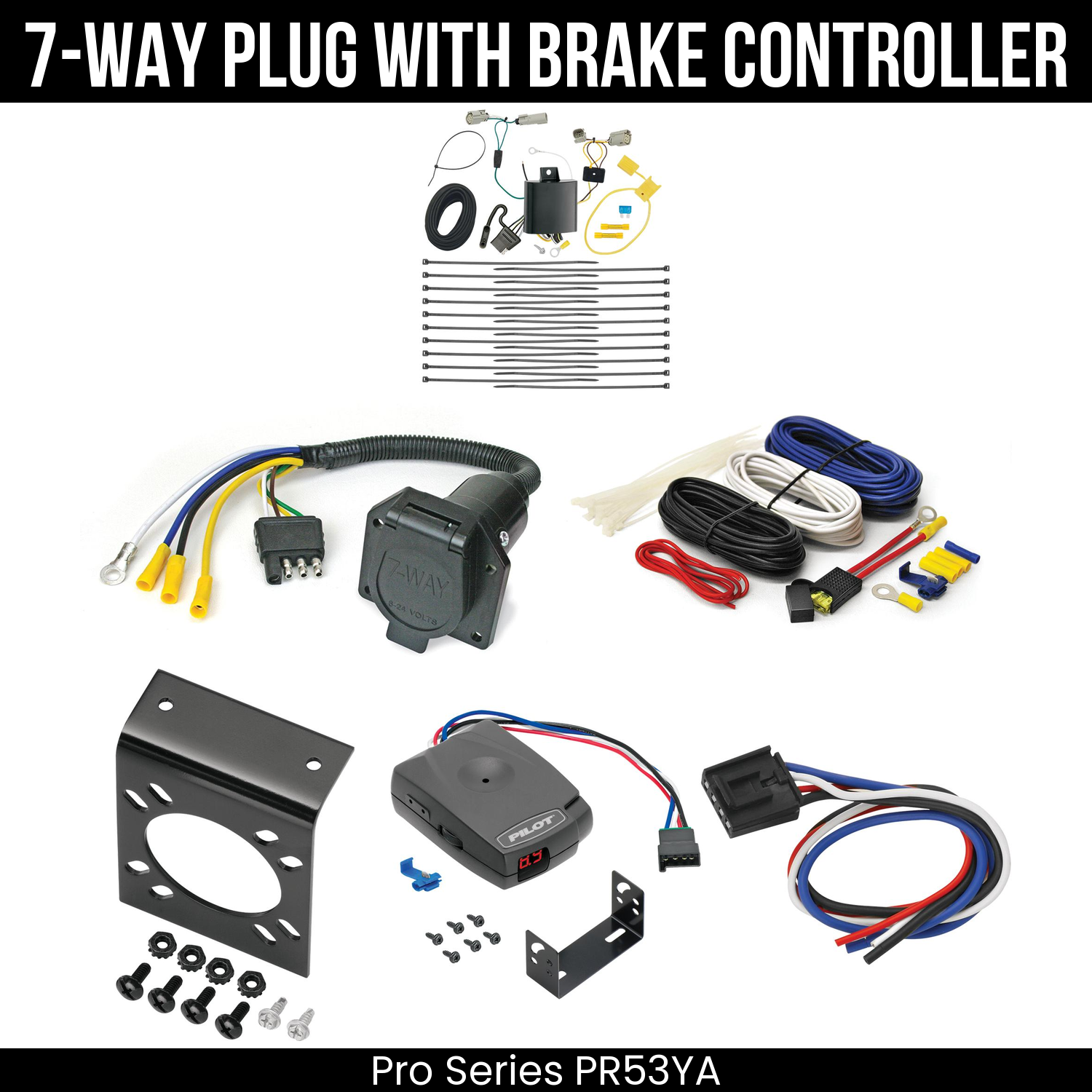 Trailer Wiring 7-Way Economy Plug w/ Bracket , Pro Series Pilot Brake Control