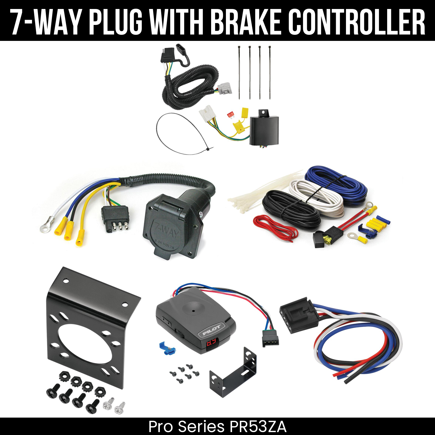 Trailer Wiring 7-Way Economy Plug w/ Bracket , Pro Series Pilot Brake Control