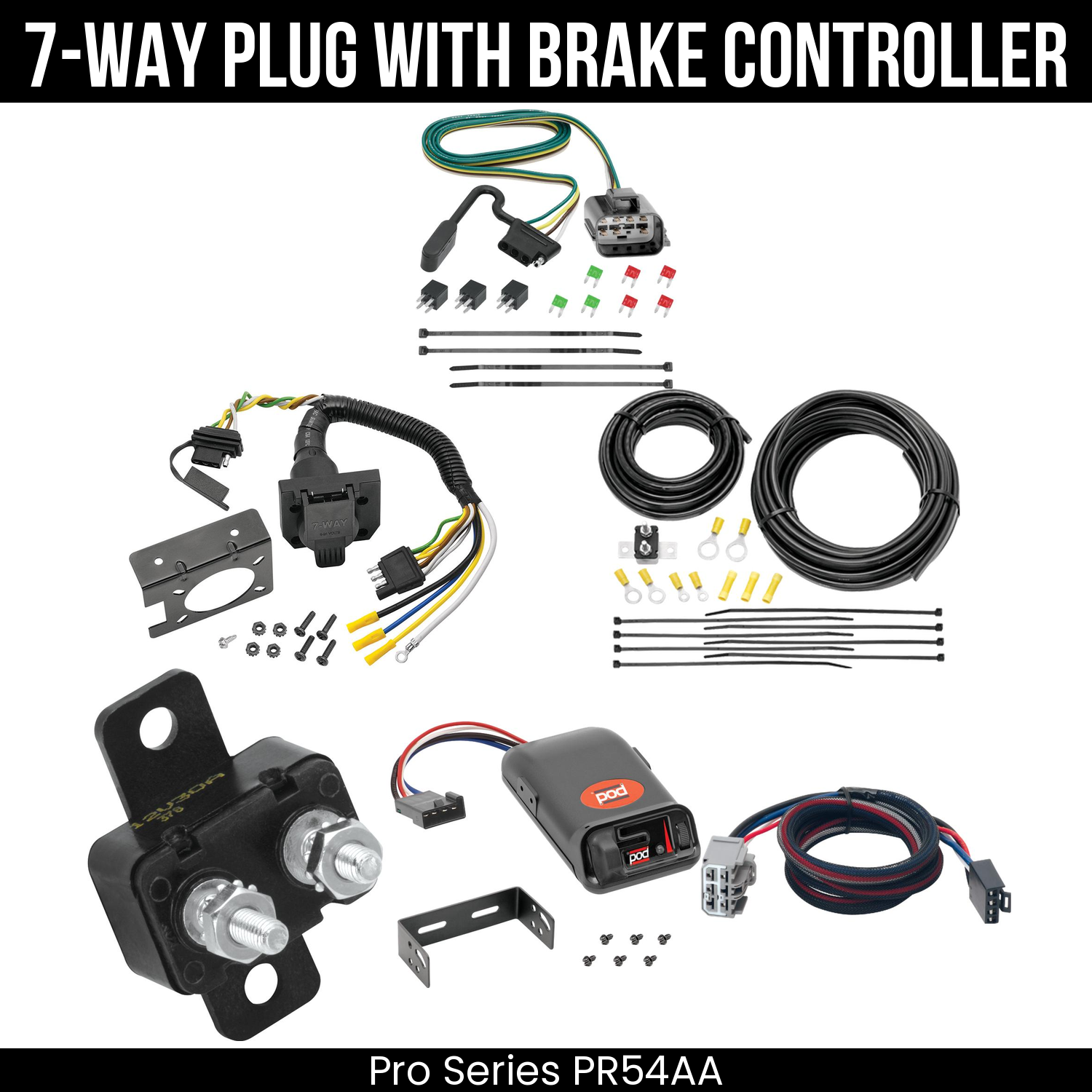 Trailer Wiring 7-Way Plug w/ Bracket , Pro Series POD Brake Control