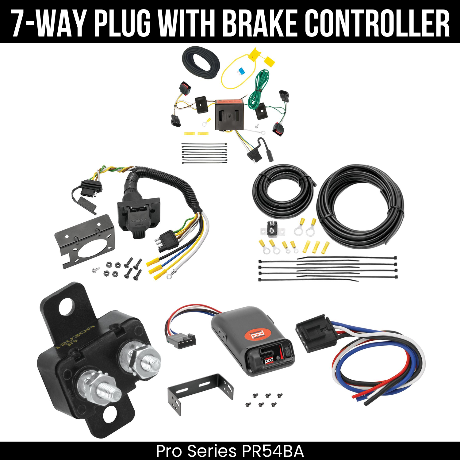 Trailer Wiring 7-Way Plug w/ Bracket , Pro Series POD Brake Control