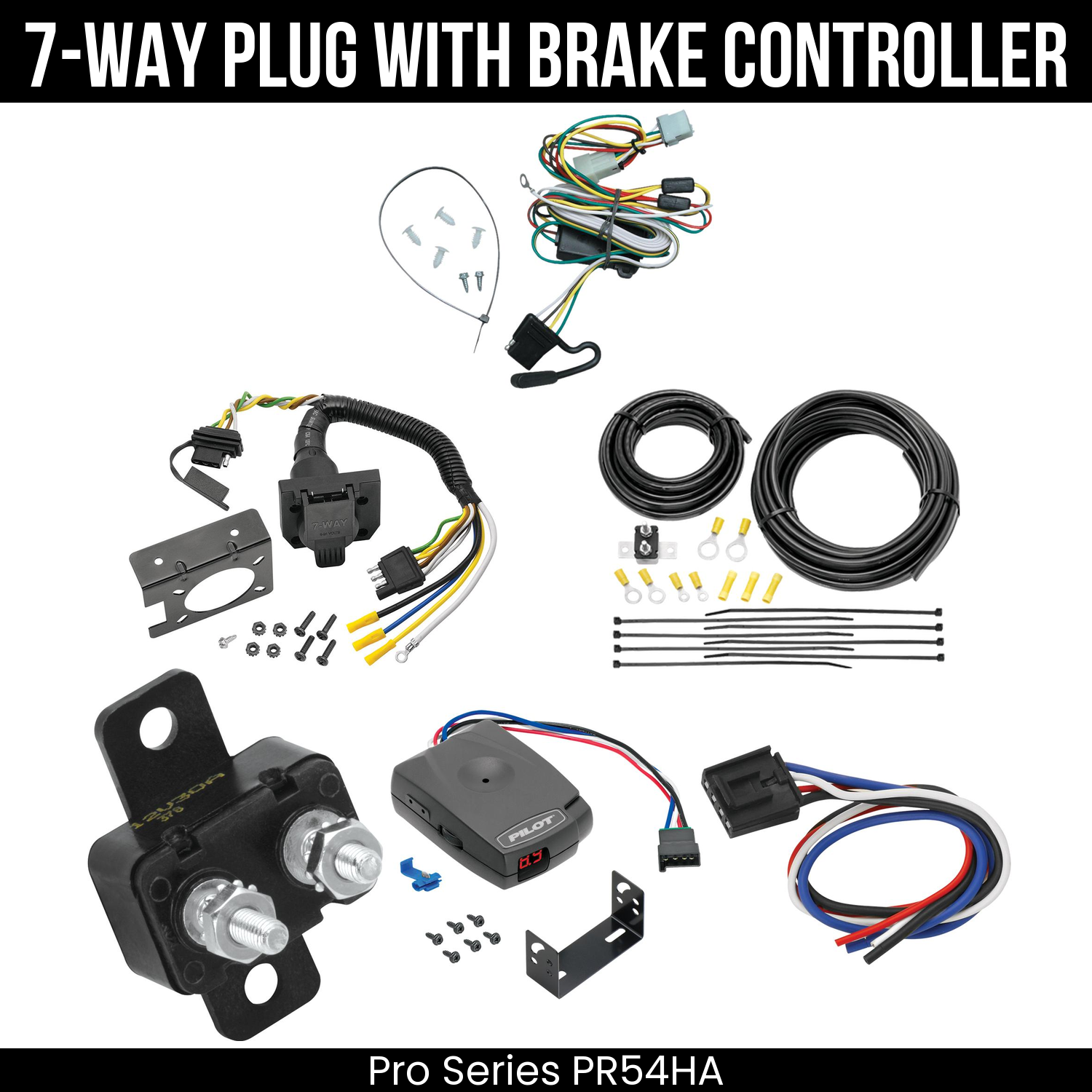 Trailer Wiring 7-Way Plug w/ Bracket , Pro Series Pilot Brake Control