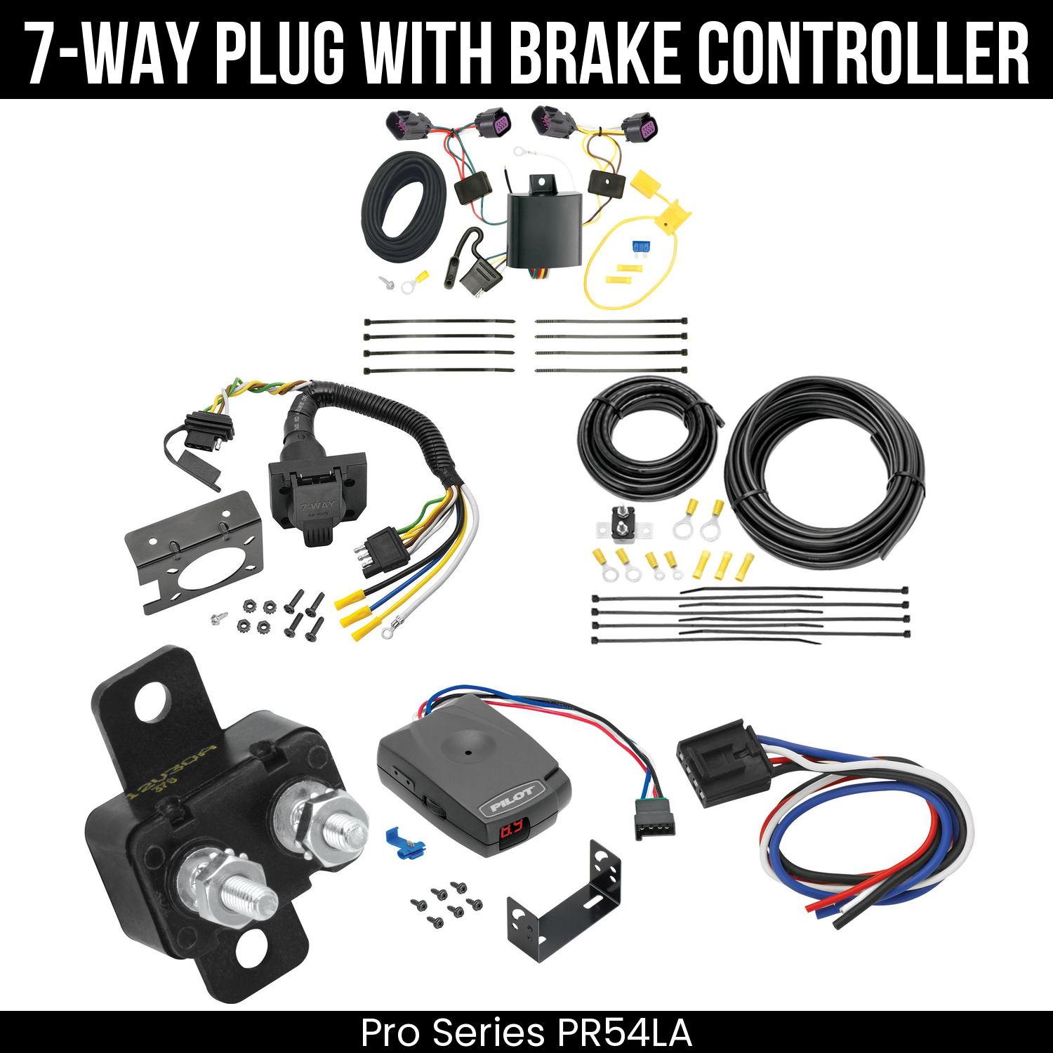 Trailer Wiring 7-Way Plug w/ Bracket , Pro Series Pilot Brake Control
