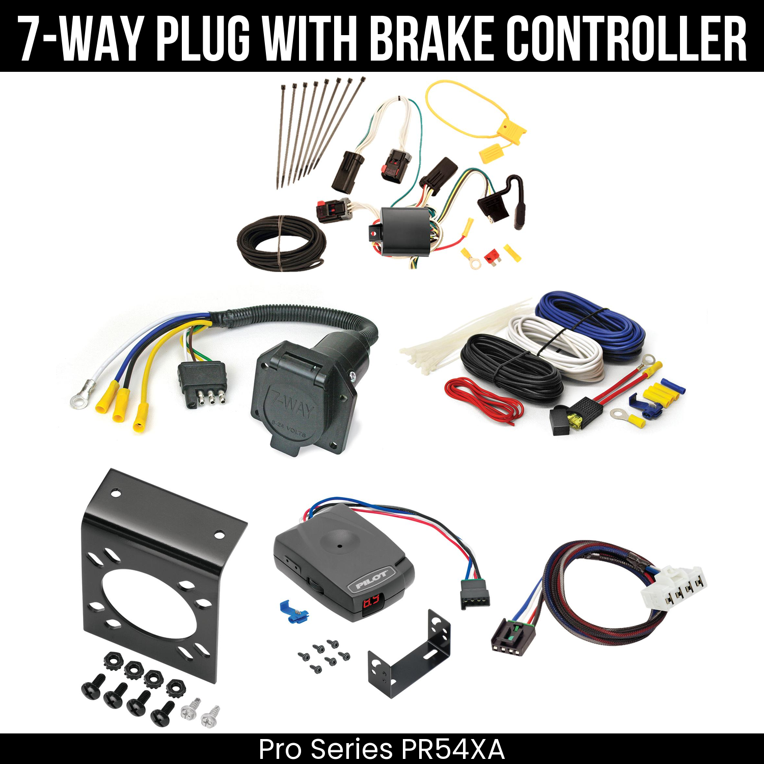 Trailer Wiring 7-Way Economy Plug w/ Bracket , Pro Series Pilot Brake Control