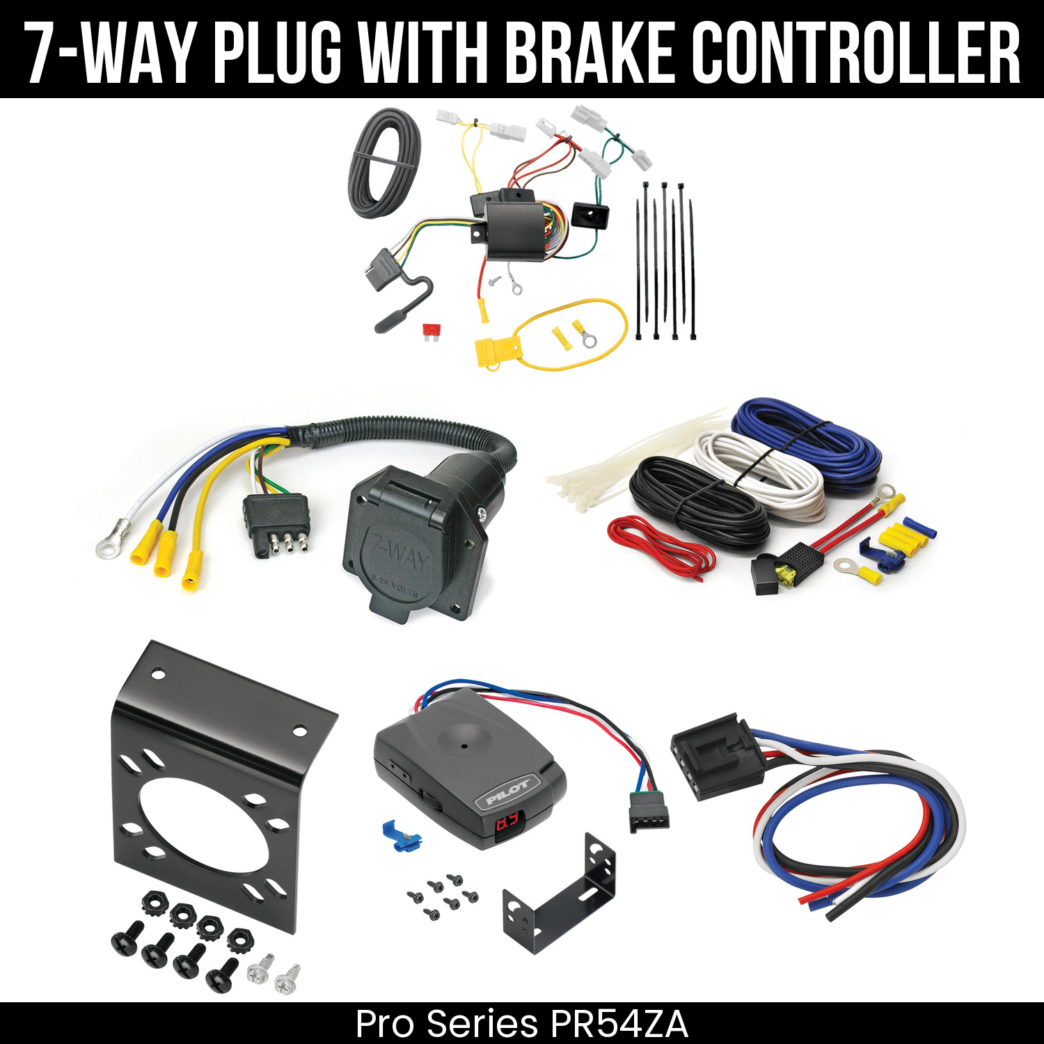 Trailer Wiring 7-Way Economy Plug w/ Bracket , Pro Series Pilot Brake Control