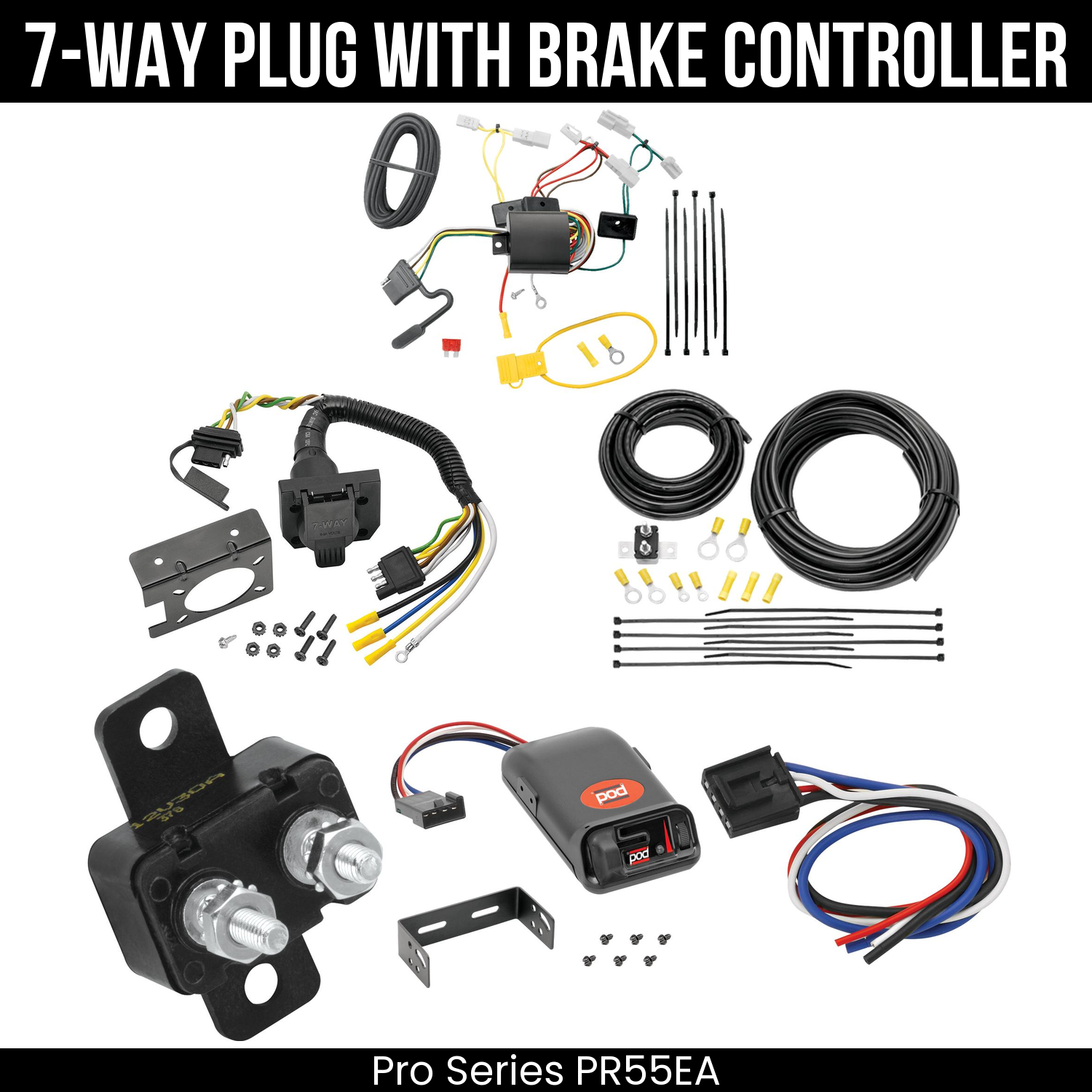Trailer Wiring 7-Way Plug w/ Bracket , Pro Series POD Brake Control