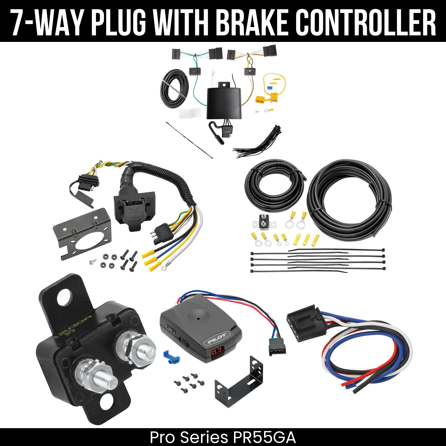Trailer Wiring 7-Way Plug w/ Bracket , Pro Series Pilot Brake Control