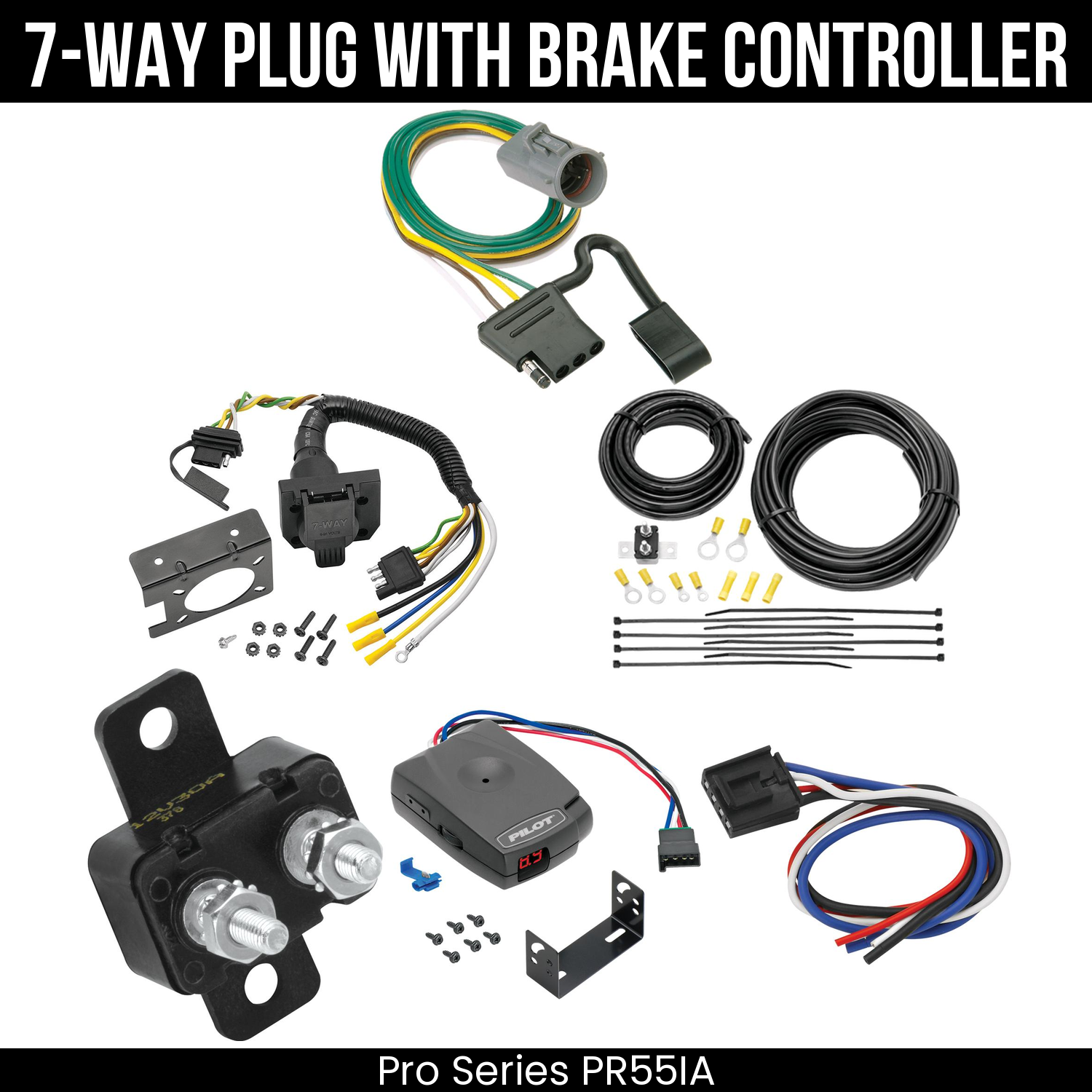 Trailer Wiring 7-Way Plug w/ Bracket , Pro Series Pilot Brake Control