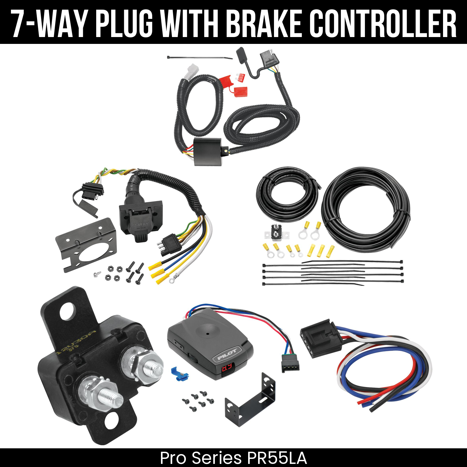 Trailer Wiring 7-Way Plug w/ Bracket , Pro Series Pilot Brake Control
