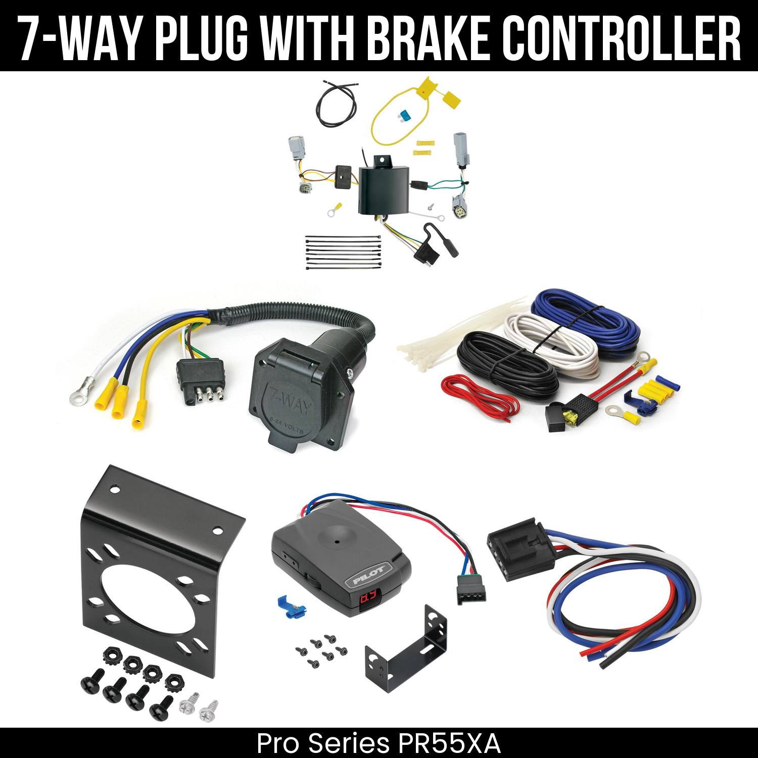 Trailer Wiring 7-Way Economy Plug w/ Bracket , Pro Series Pilot Brake Control