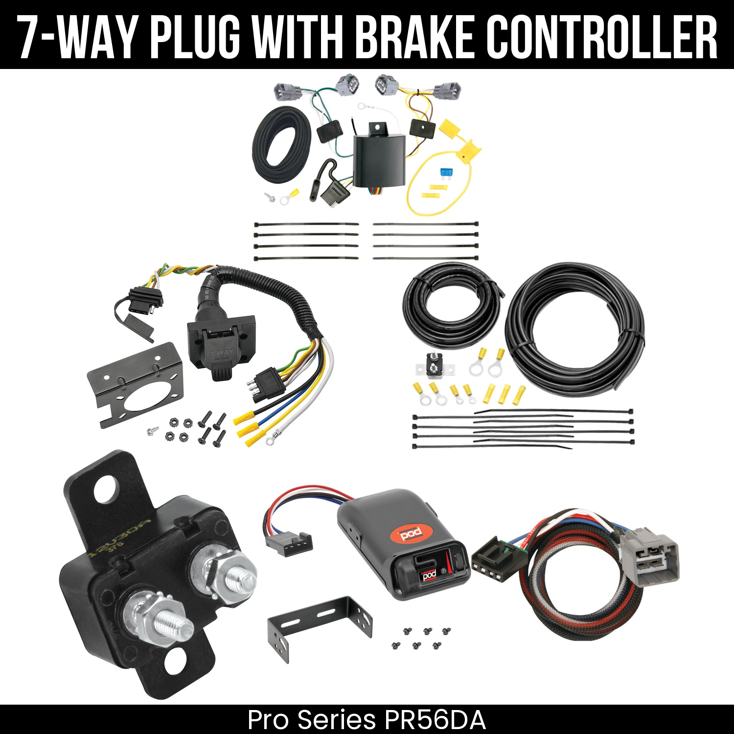 Trailer Wiring 7-Way Plug w/ Bracket , Pro Series POD Brake Control
