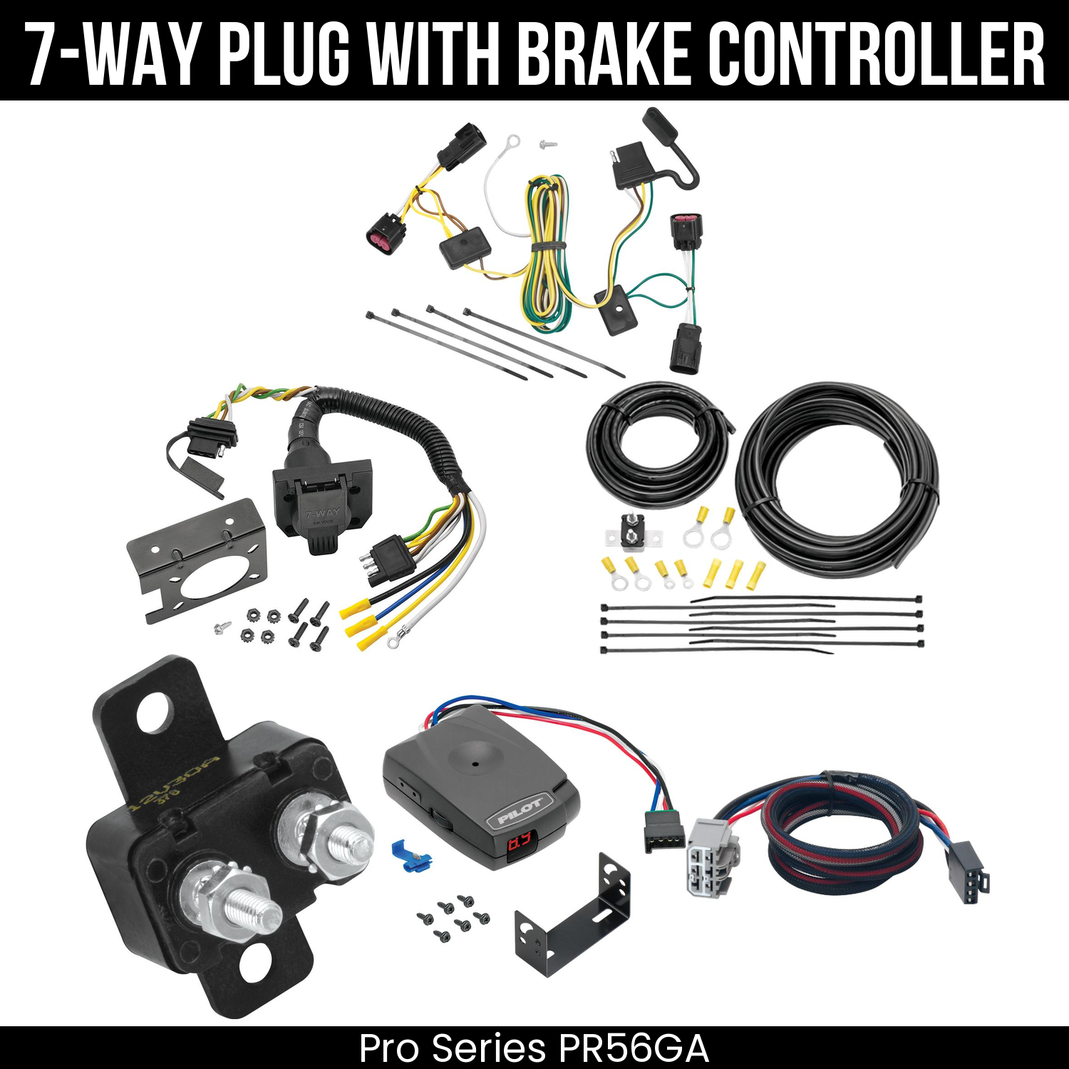 Trailer Wiring 7-Way Plug w/ Bracket , Pro Series Pilot Brake Control