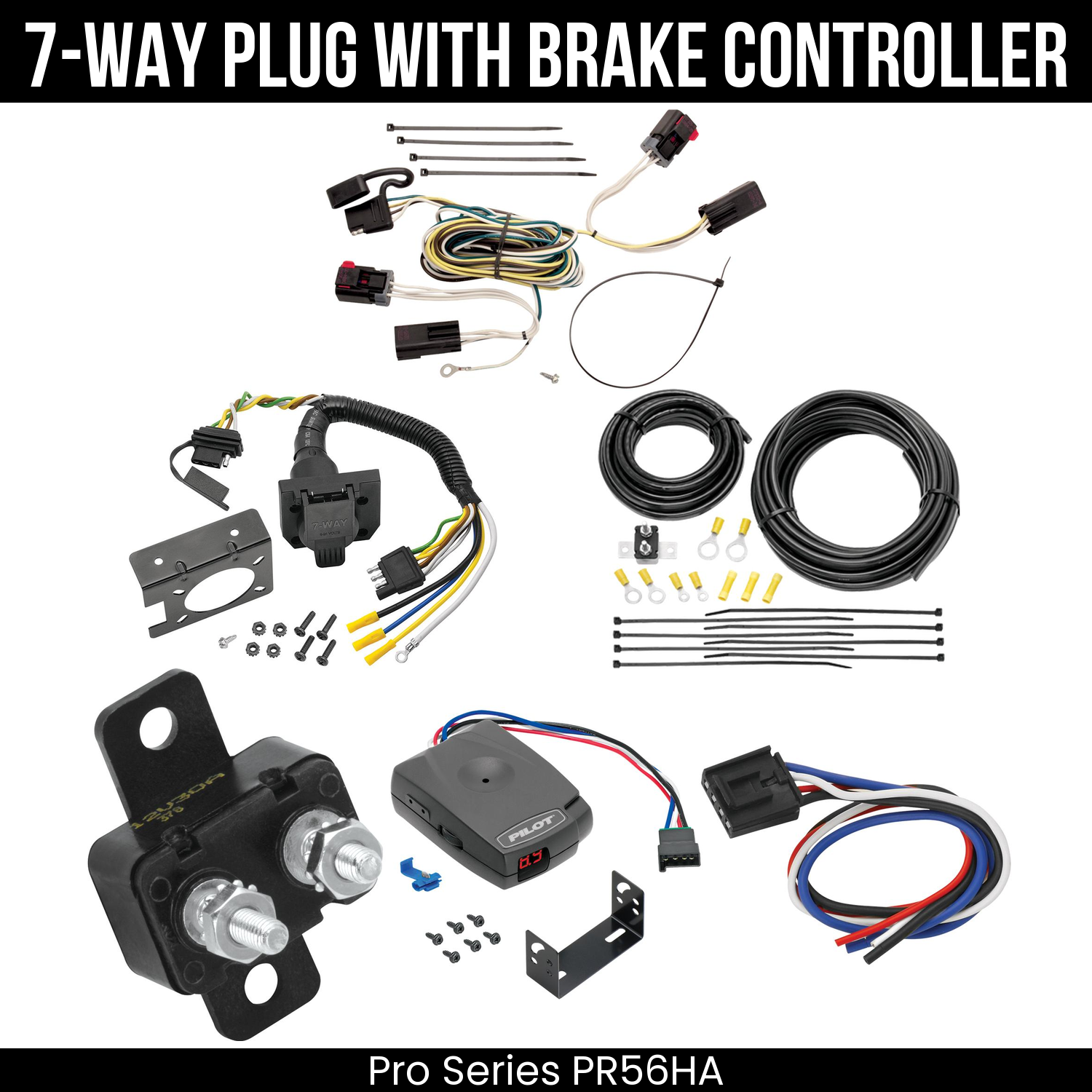 Trailer Wiring 7-Way Plug w/ Bracket , Pro Series Pilot Brake Control