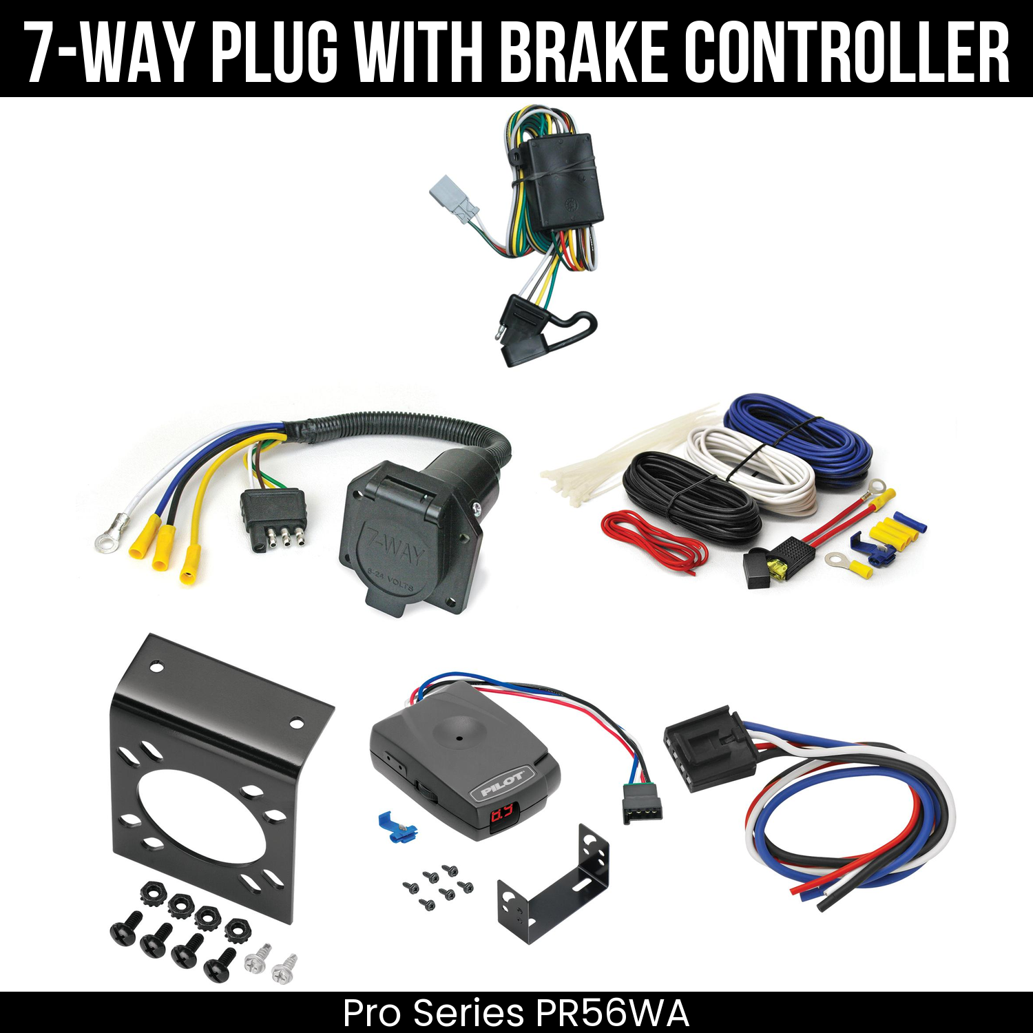 Trailer Wiring 7-Way Economy Plug w/ Bracket , Pro Series Pilot Brake Control