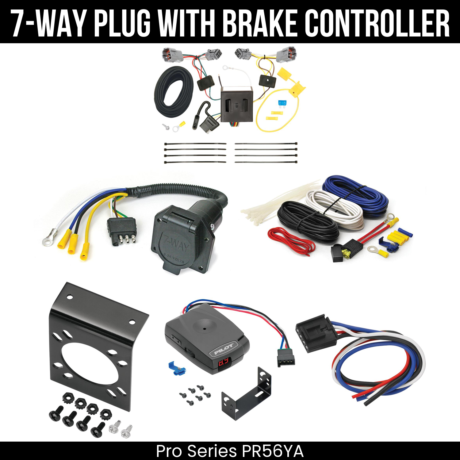 Trailer Wiring 7-Way Economy Plug w/ Bracket , Pro Series Pilot Brake Control