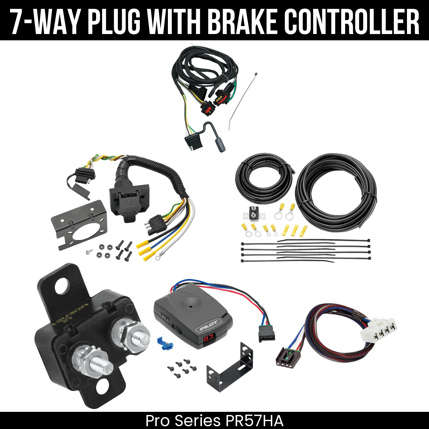 Trailer Wiring 7-Way Plug w/ Bracket , Pro Series Pilot Brake Control