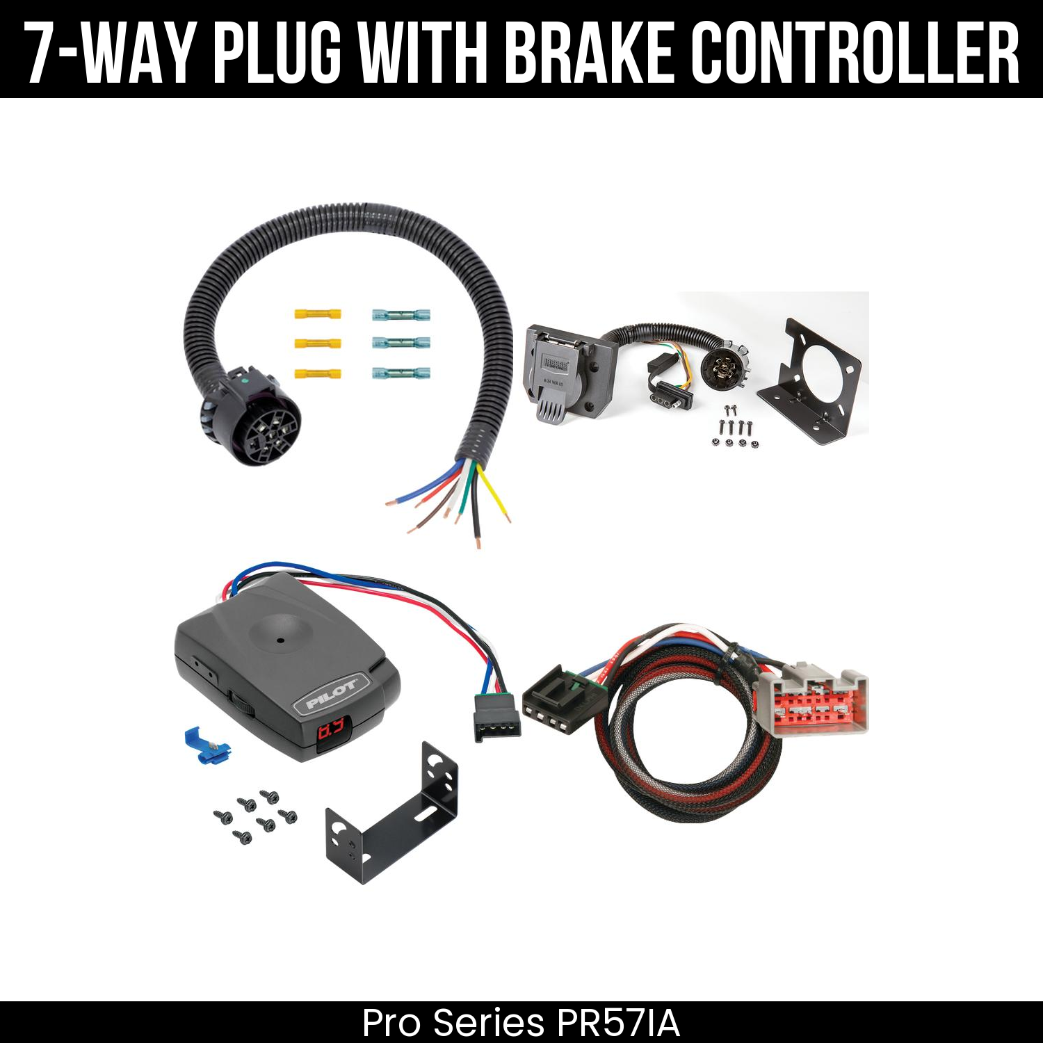 Trailer Wiring 7-Way Plug w/ Bracket , Pro Series Pilot Brake Control