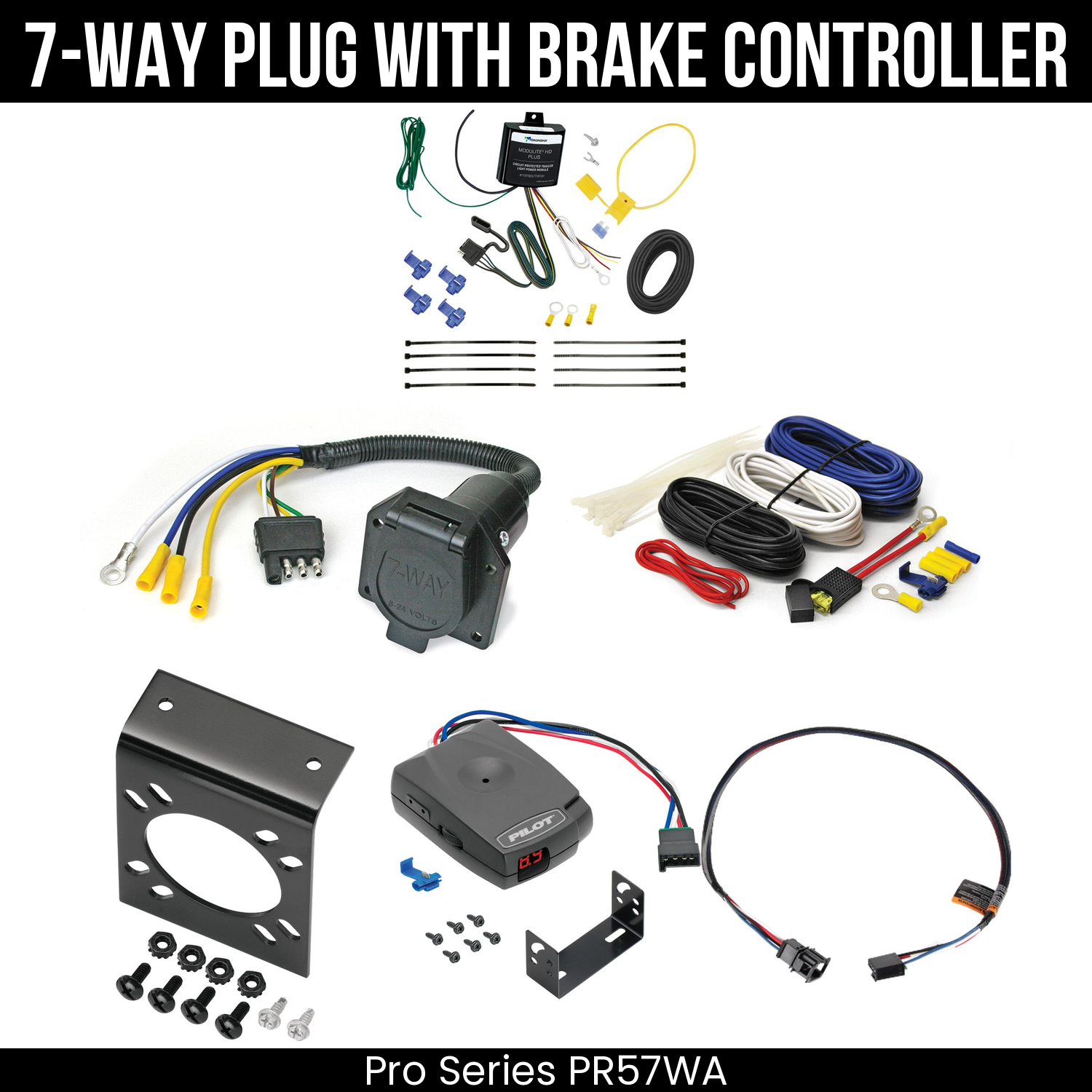 Trailer Wiring 7-Way Economy Plug w/ Bracket , Pro Series Pilot Brake Control