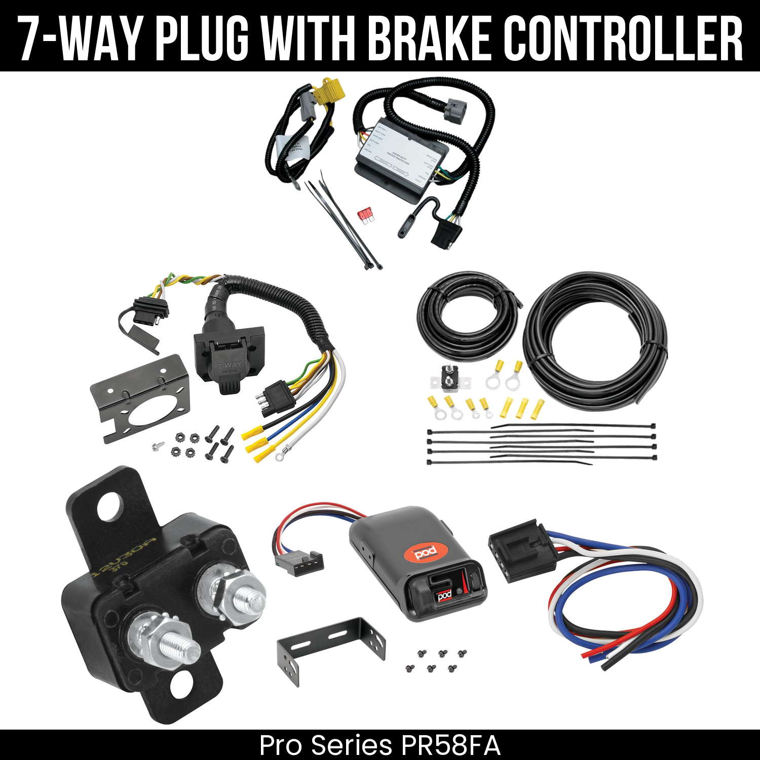 Trailer Wiring 7-Way Plug w/ Bracket , Pro Series POD Brake Control