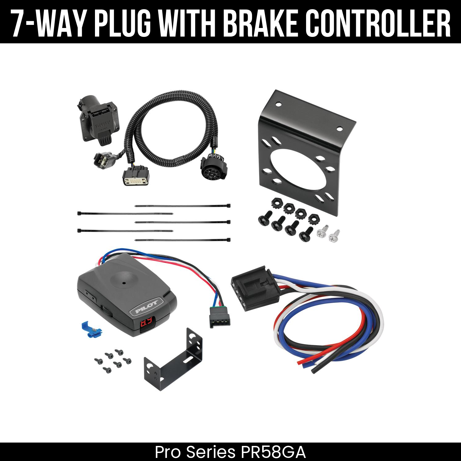 Trailer Wiring 7-Way Plug w/ Bracket , Pro Series Pilot Brake Control