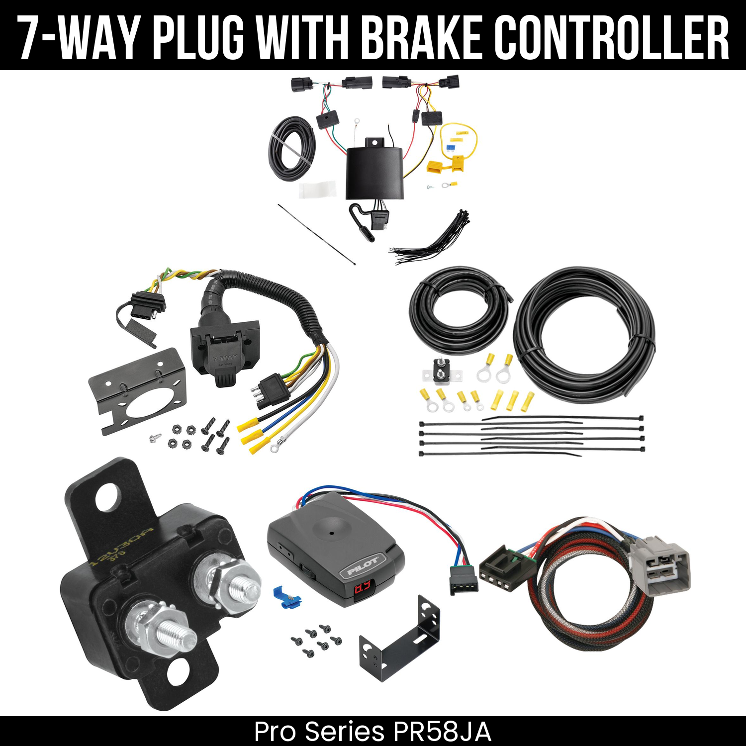Trailer Wiring 7-Way Plug w/ Bracket , Pro Series Pilot Brake Control