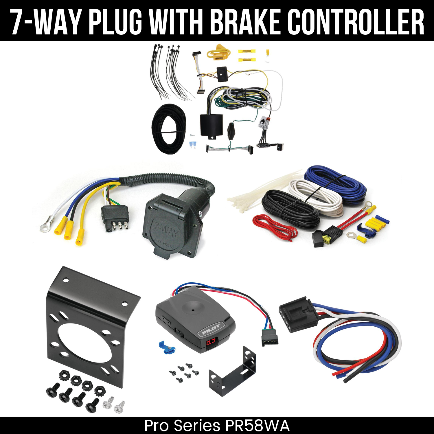 Trailer Wiring 7-Way Economy Plug w/ Bracket , Pro Series Pilot Brake Control