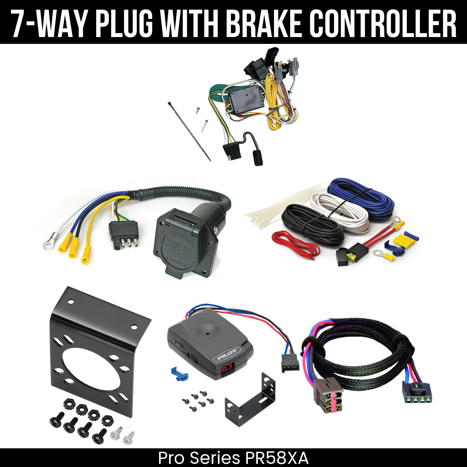 Trailer Wiring 7-Way Economy Plug w/ Bracket , Pro Series Pilot Brake Control