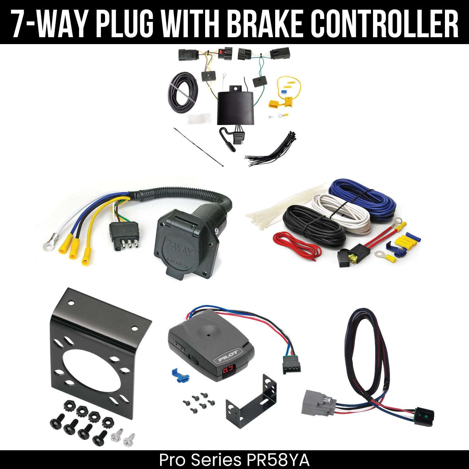 Trailer Wiring 7-Way Economy Plug w/ Bracket , Pro Series Pilot Brake Control