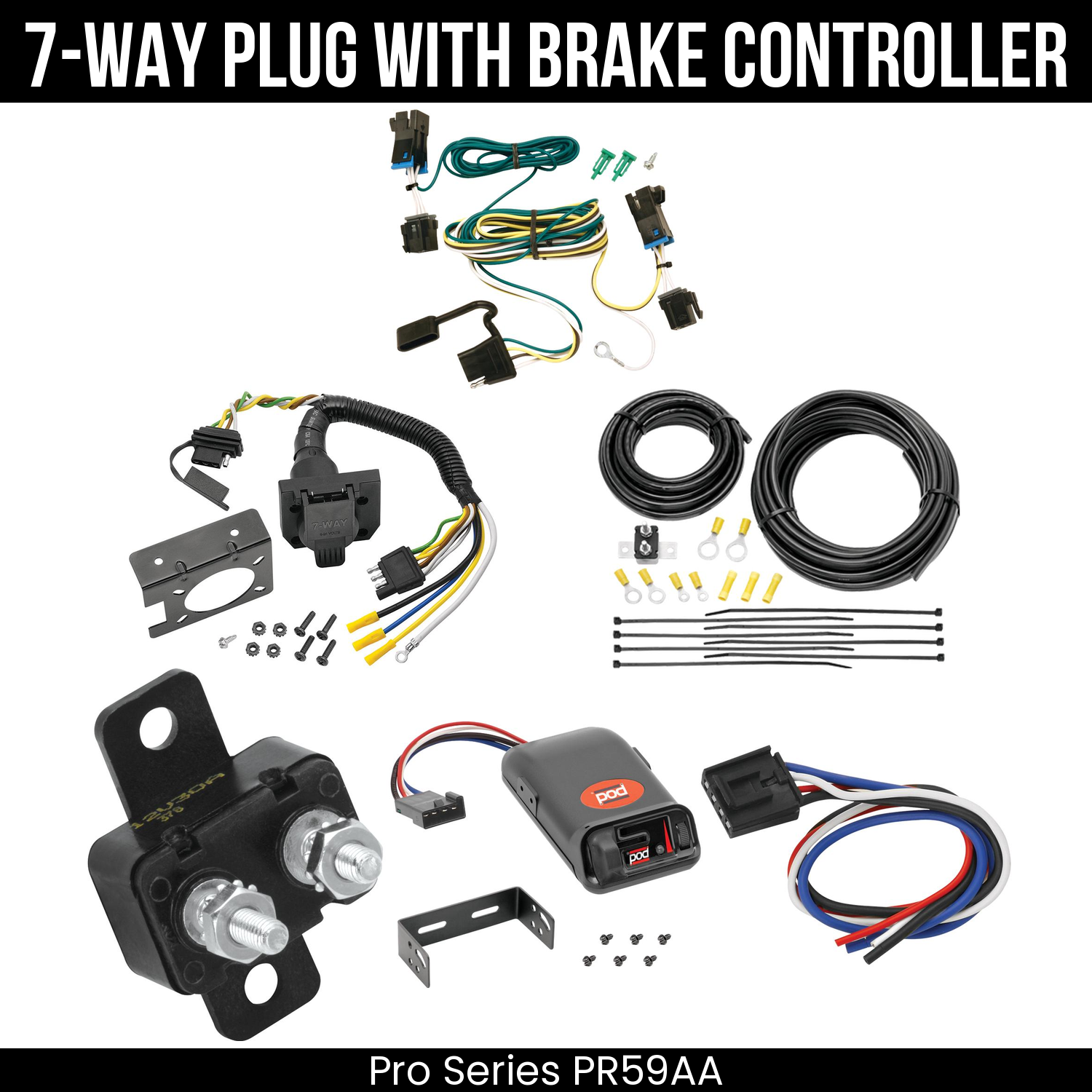 Trailer Wiring 7-Way Plug w/ Bracket , Pro Series POD Brake Control