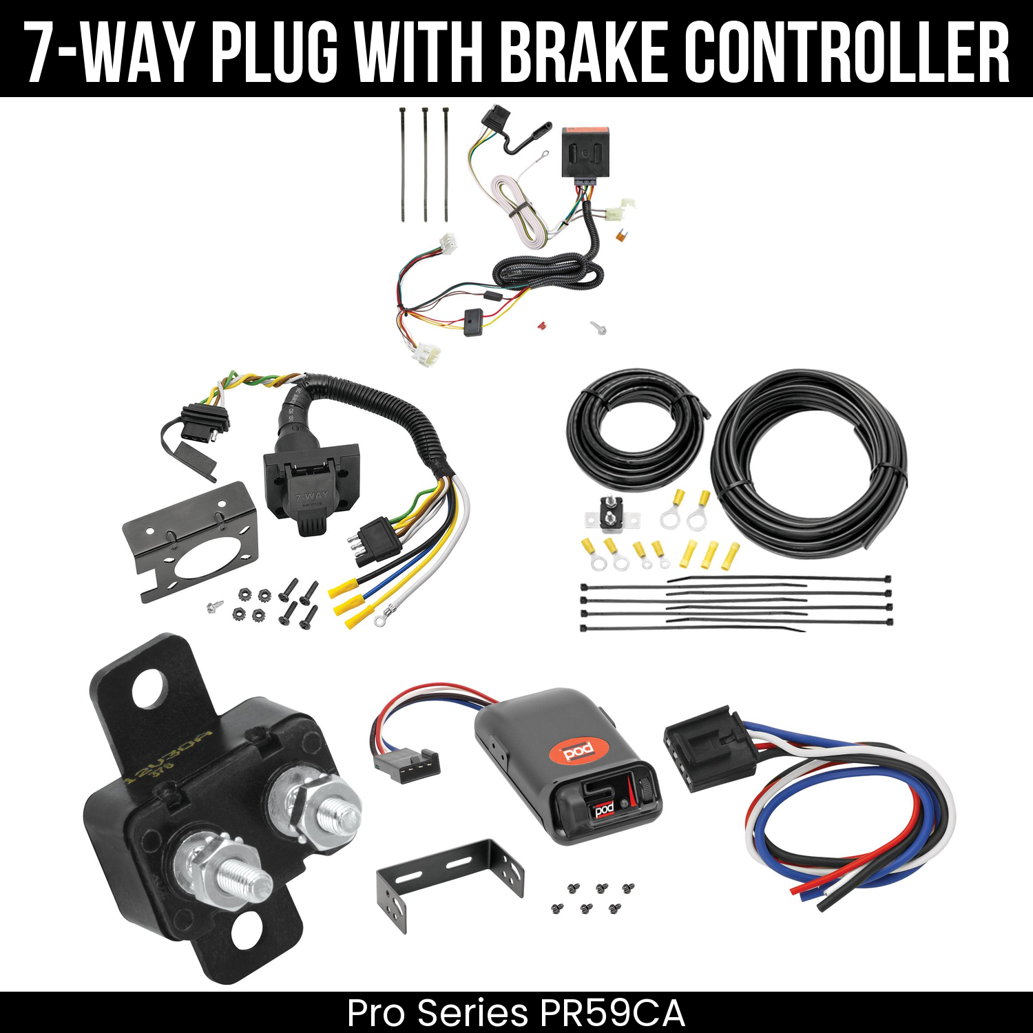 Trailer Wiring 7-Way Plug w/ Bracket , Pro Series POD Brake Control