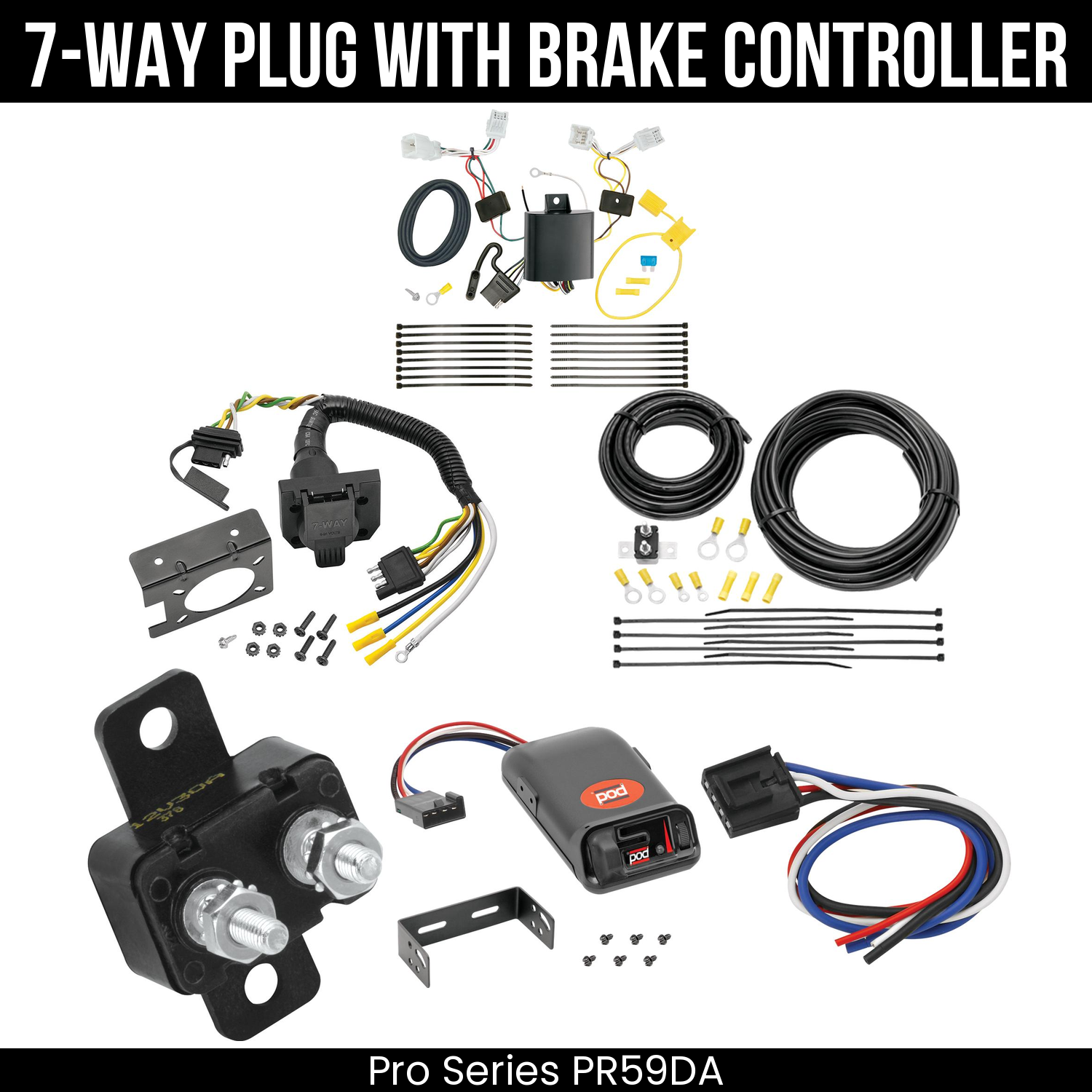 Trailer Wiring 7-Way Plug w/ Bracket , Pro Series POD Brake Control
