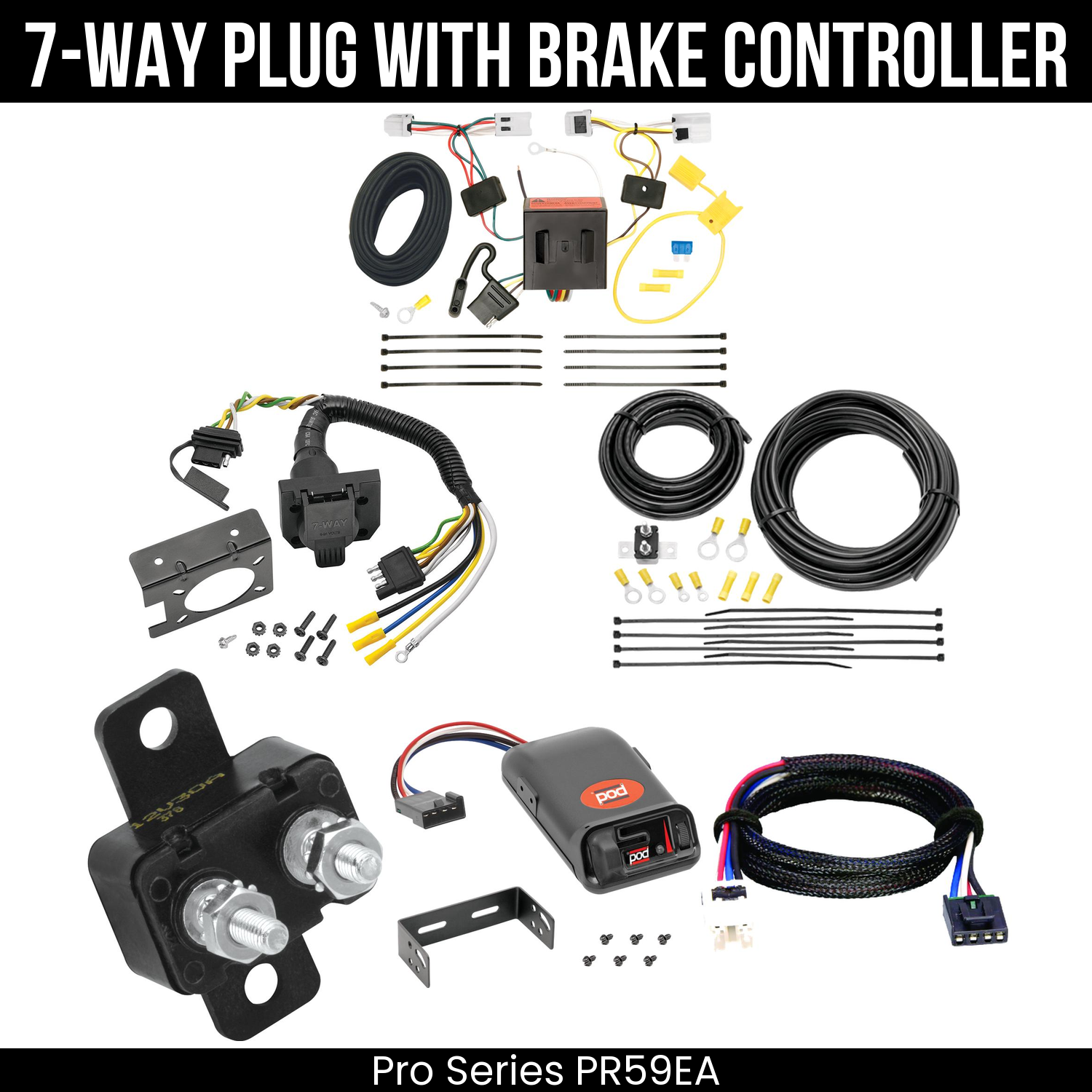 Trailer Wiring 7-Way Plug w/ Bracket , Pro Series POD Brake Control