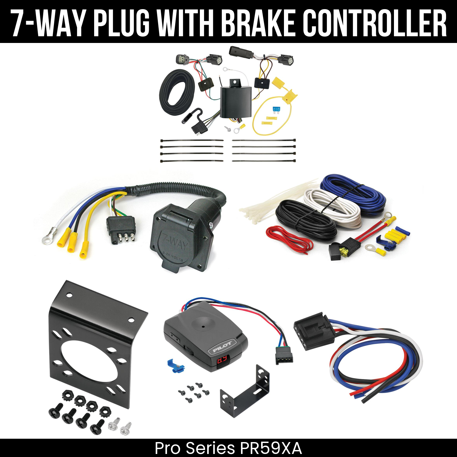Trailer Wiring 7-Way Economy Plug w/ Bracket , Pro Series Pilot Brake Control