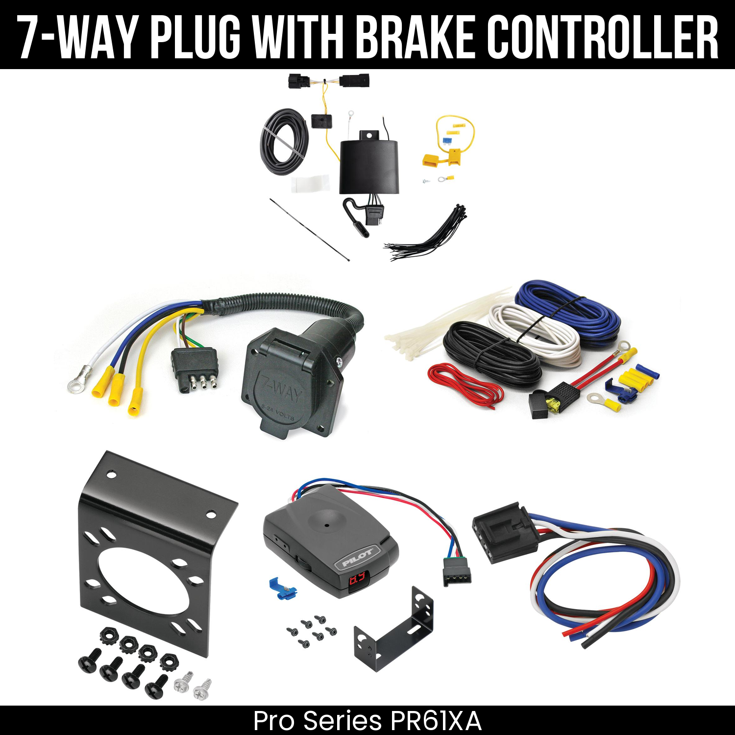 Trailer Wiring 7-Way Economy Plug w/ Bracket , Pro Series Pilot Brake Control