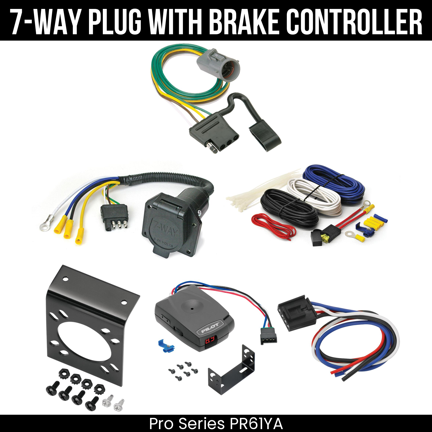 Trailer Wiring 7-Way Economy Plug w/ Bracket , Pro Series Pilot Brake Control