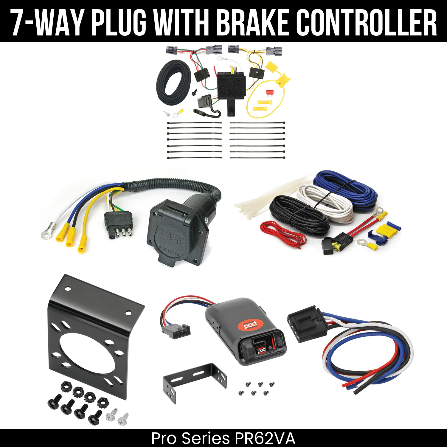 Trailer Wiring 7-Way Economy Plug w/ Bracket , Pro Series POD Brake Control