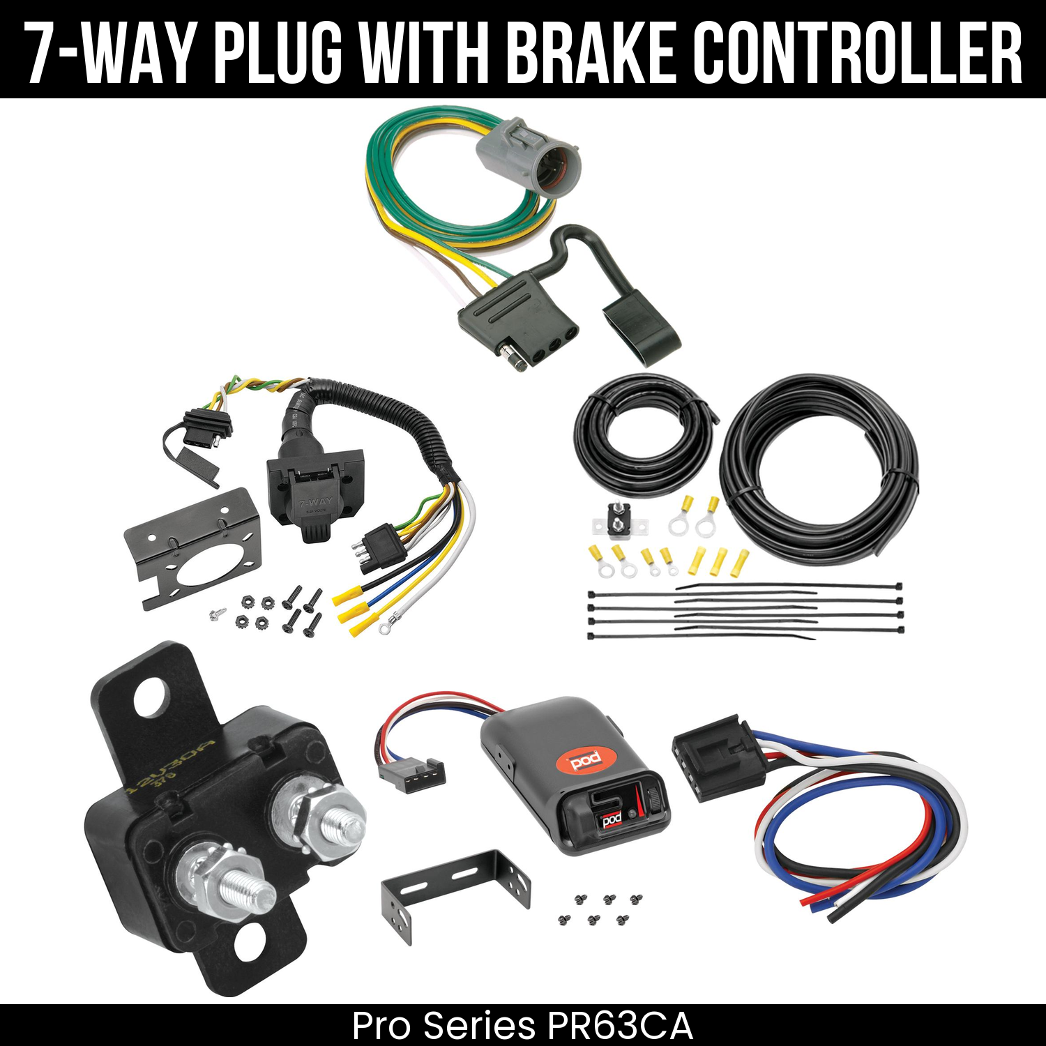Trailer Wiring 7-Way Plug w/ Bracket , Pro Series POD Brake Control