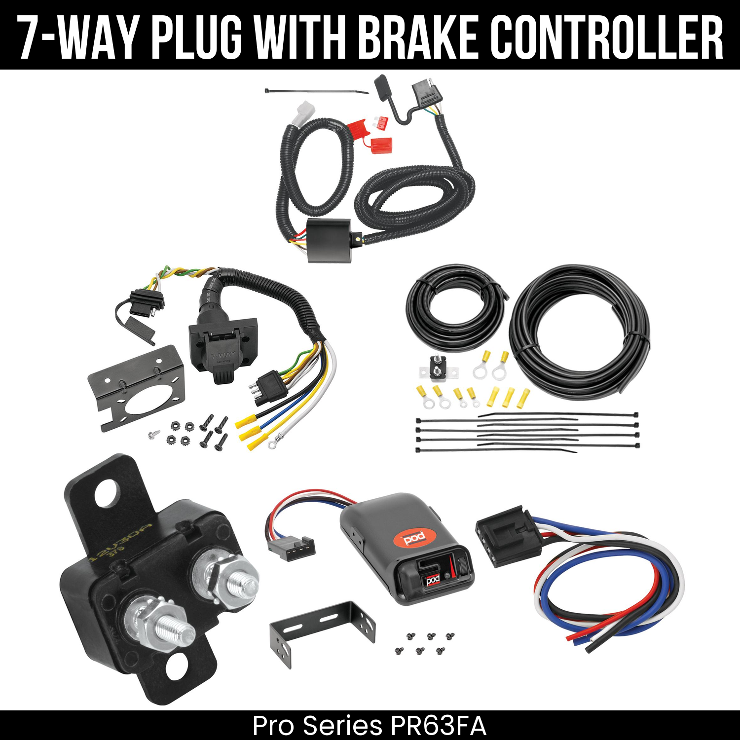 Trailer Wiring 7-Way Plug w/ Bracket , Pro Series POD Brake Control