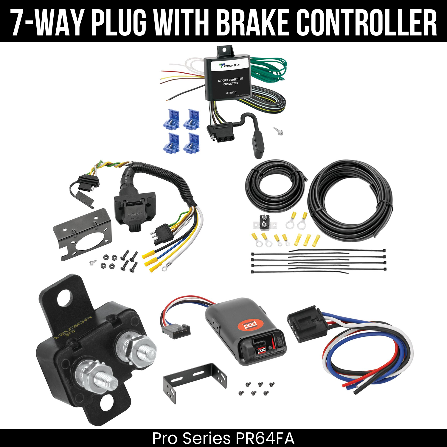 Trailer Wiring 7-Way Plug w/ Bracket , Pro Series POD Brake Control
