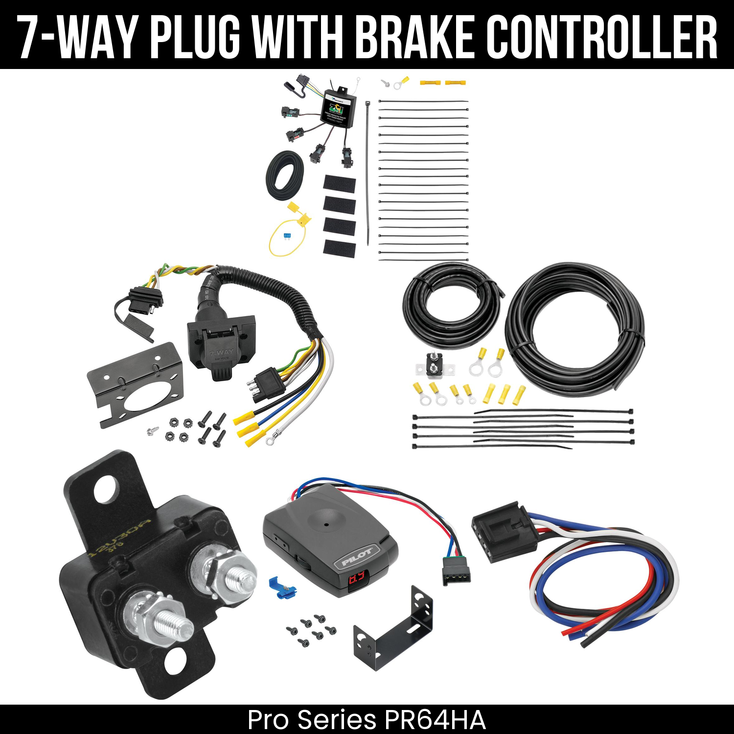Trailer Wiring 7-Way Plug w/ Bracket , Pro Series Pilot Brake Control