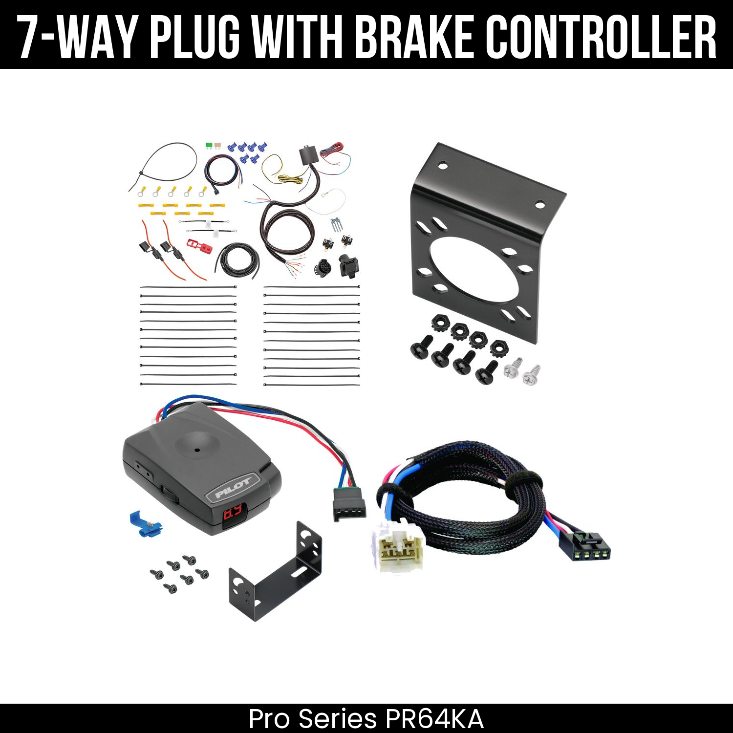 Trailer Wiring 7-Way Plug w/ Bracket , Pro Series Pilot Brake Control