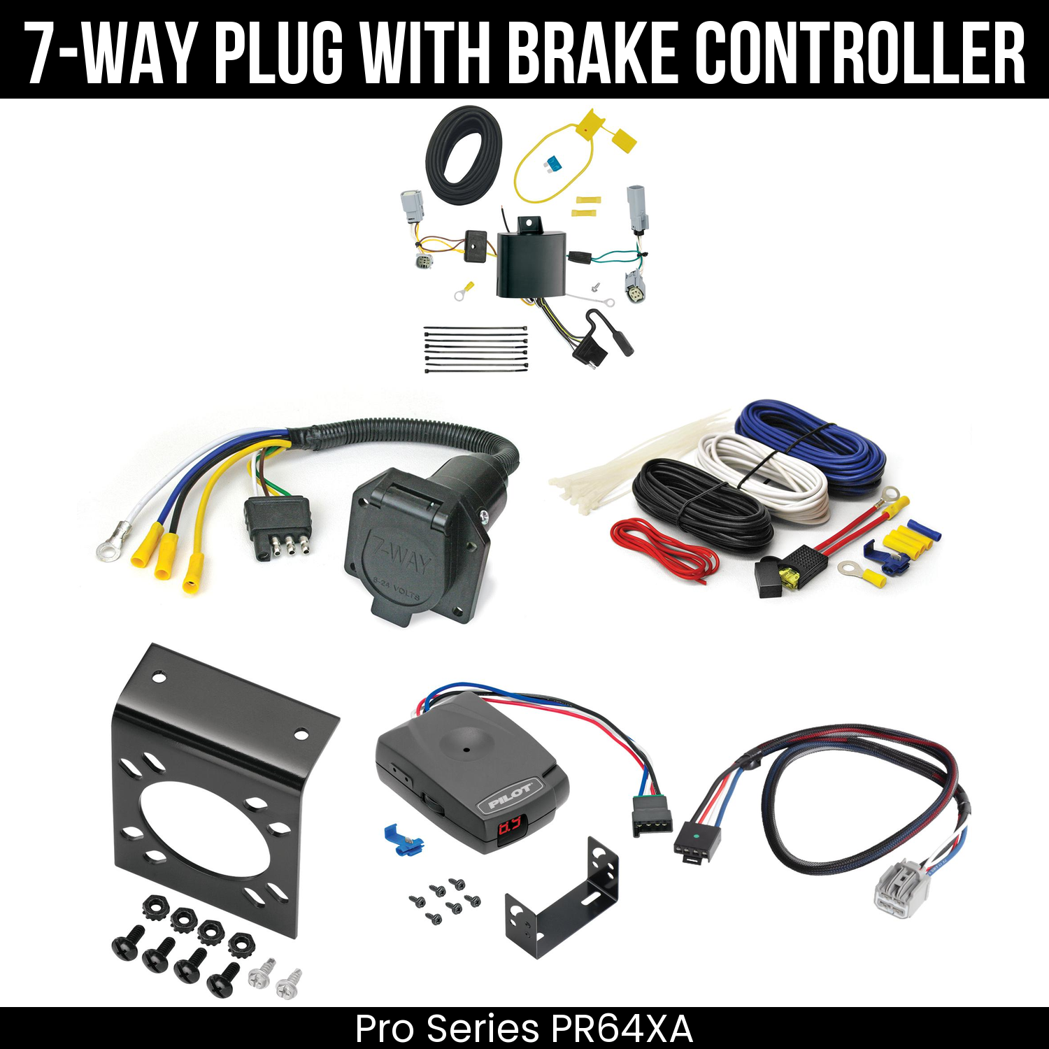 Trailer Wiring 7-Way Economy Plug w/ Bracket , Pro Series Pilot Brake Control